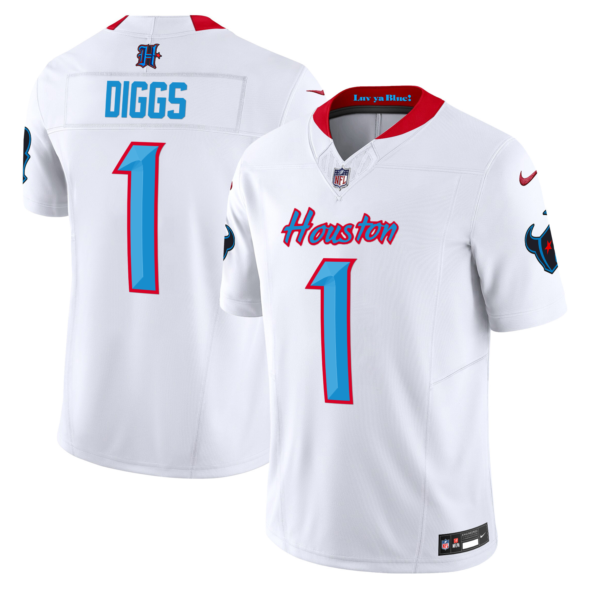 Men's Stefon Diggs Houston Texans 2024 Vapor Limited White Jersey V4 - All Stitched