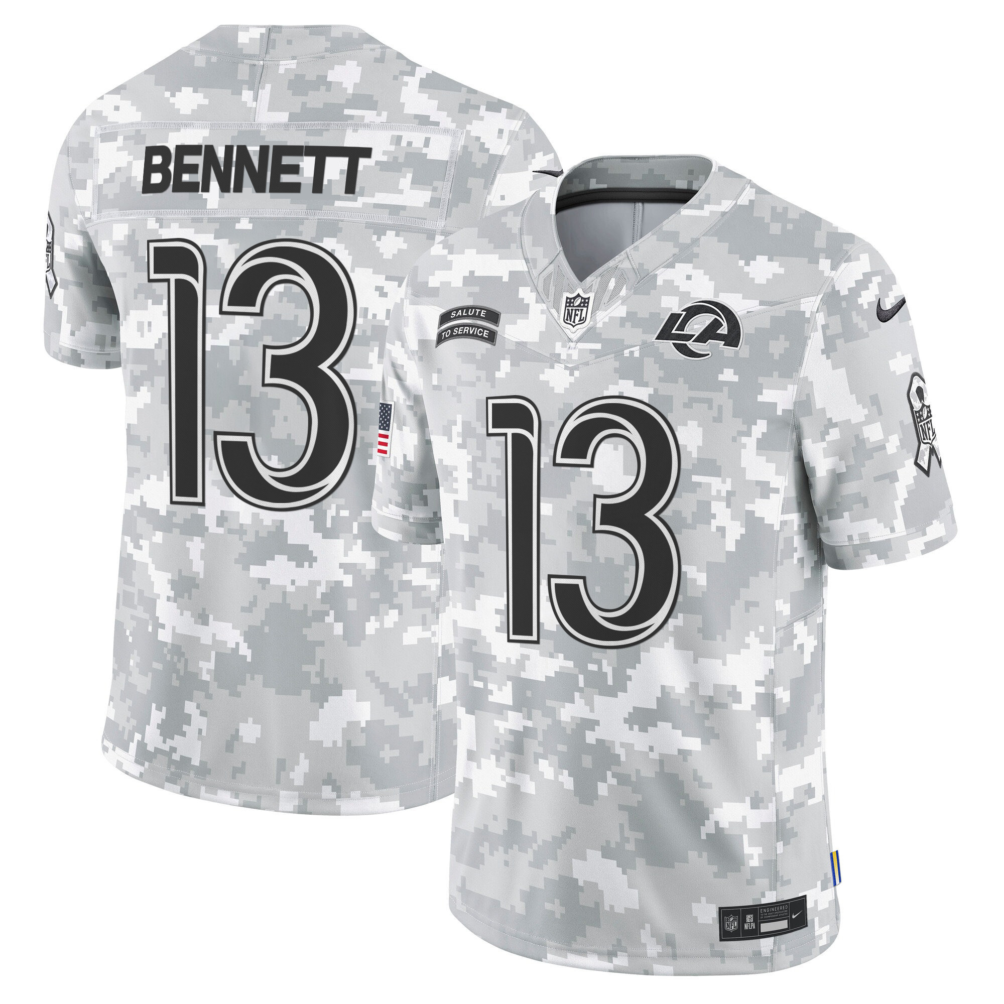 Men's Stetson Bennett Los Angeles Rams 2024 Salute to Service Vapor Limited Jersey - Arctic Camo - All Stitched