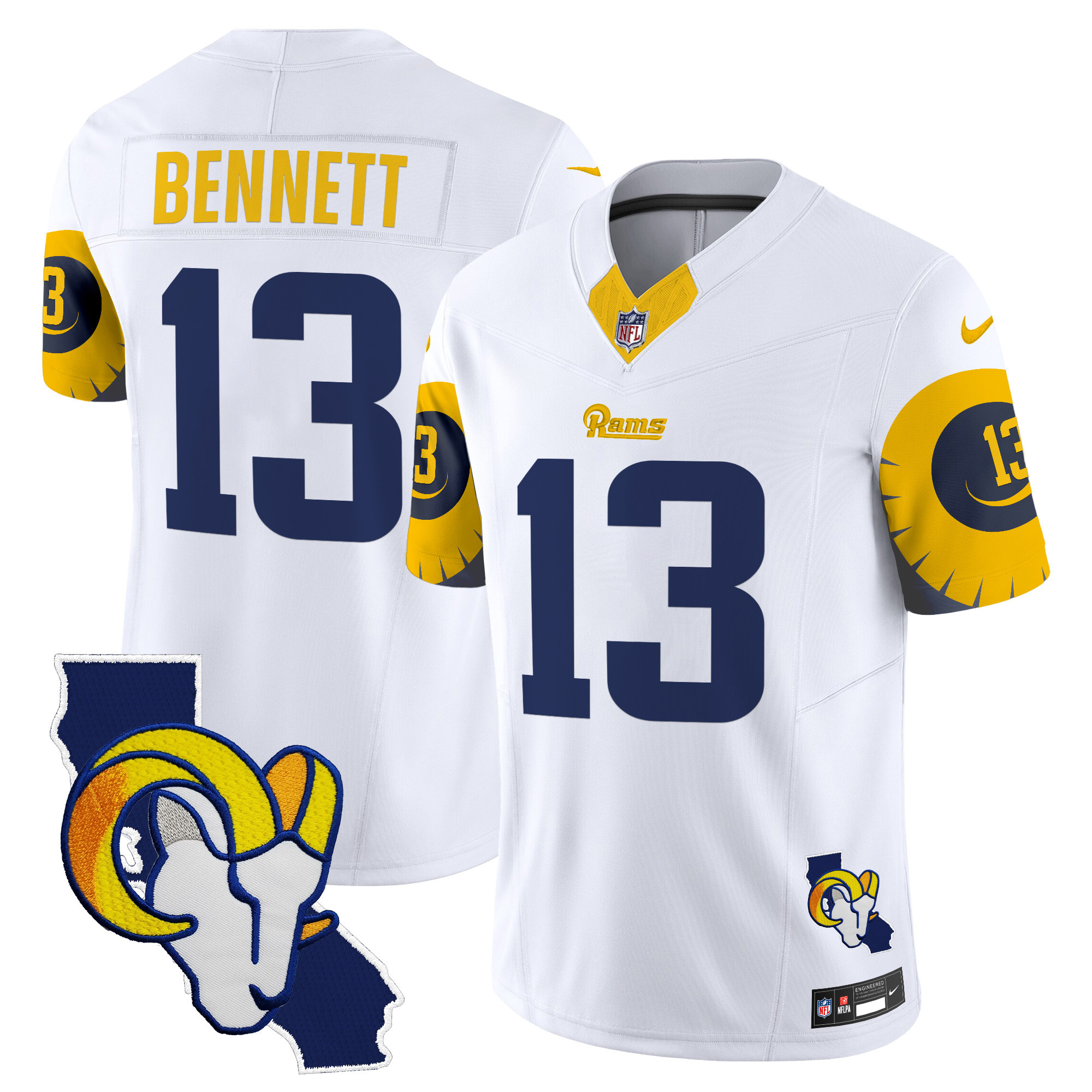 Men's Stetson Bennett Los Angeles Rams Special Vapor Limited White Jersey V2 - All Stitched