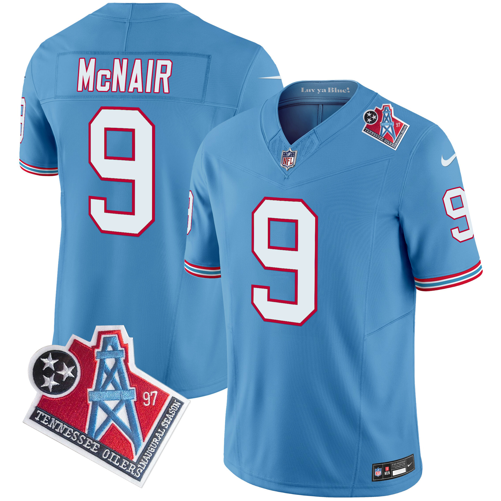 Men's Steve Mcnair Tennessee Titans 1997 Throwback Limited Vapor Limited Light Blue Jersey - All Stitched