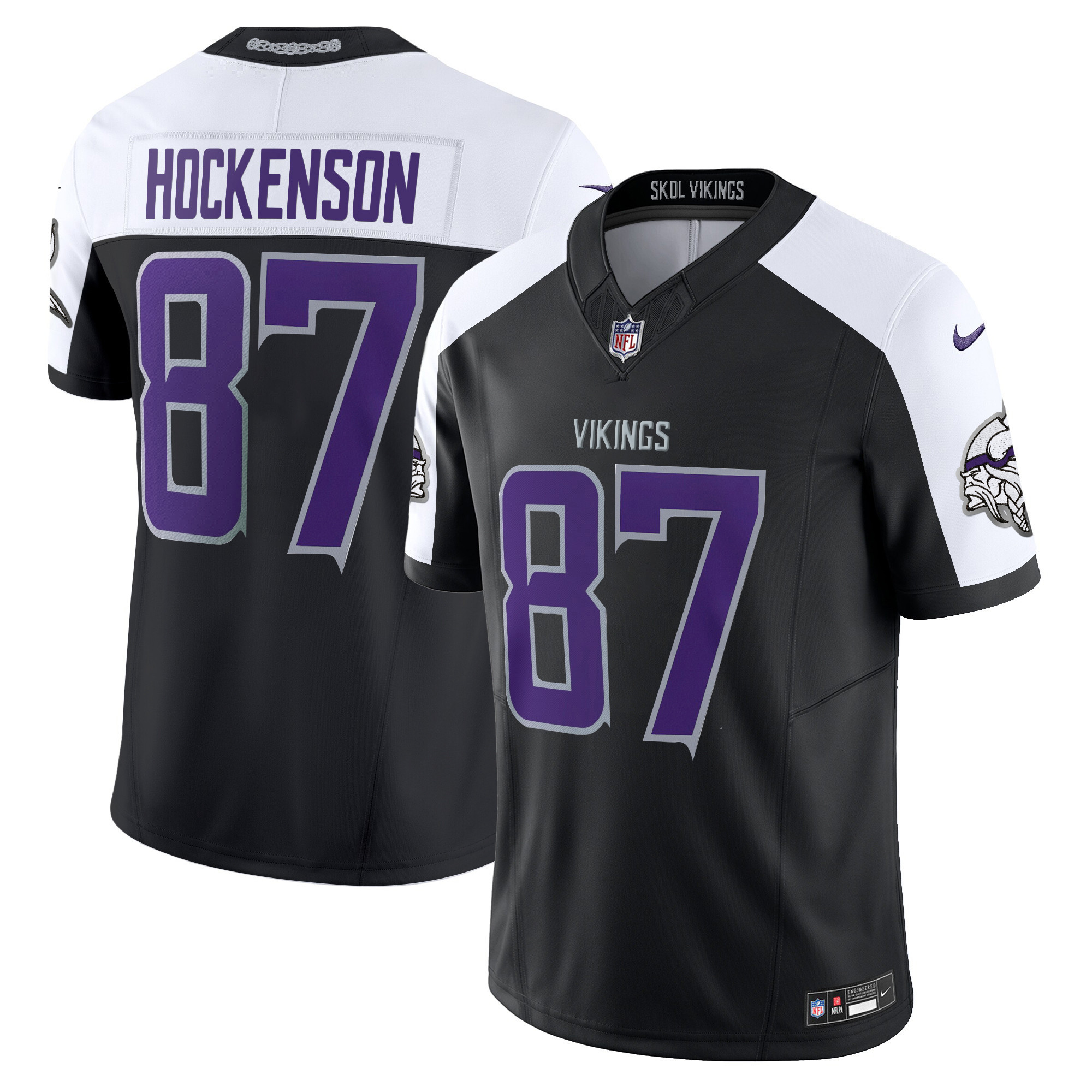 Men's T.J. Hockenson 2024 Minnesota Vikings Winter Warrior Vapor Limited Black Alternate Jersey - All Stitched