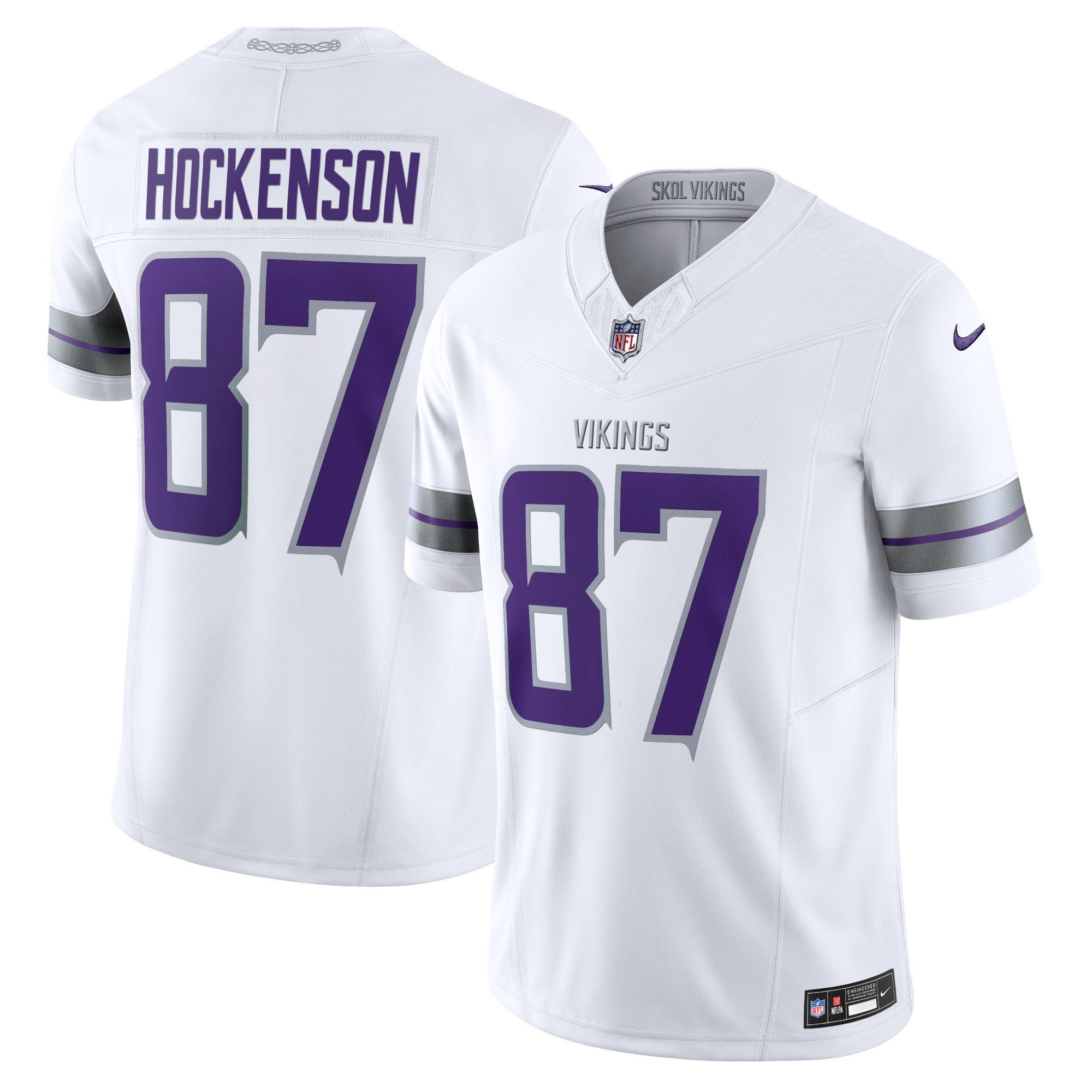 Men's T.J. Hockenson 2024 Minnesota Vikings Winter Warrior Vapor Limited White Jersey - All Stitched