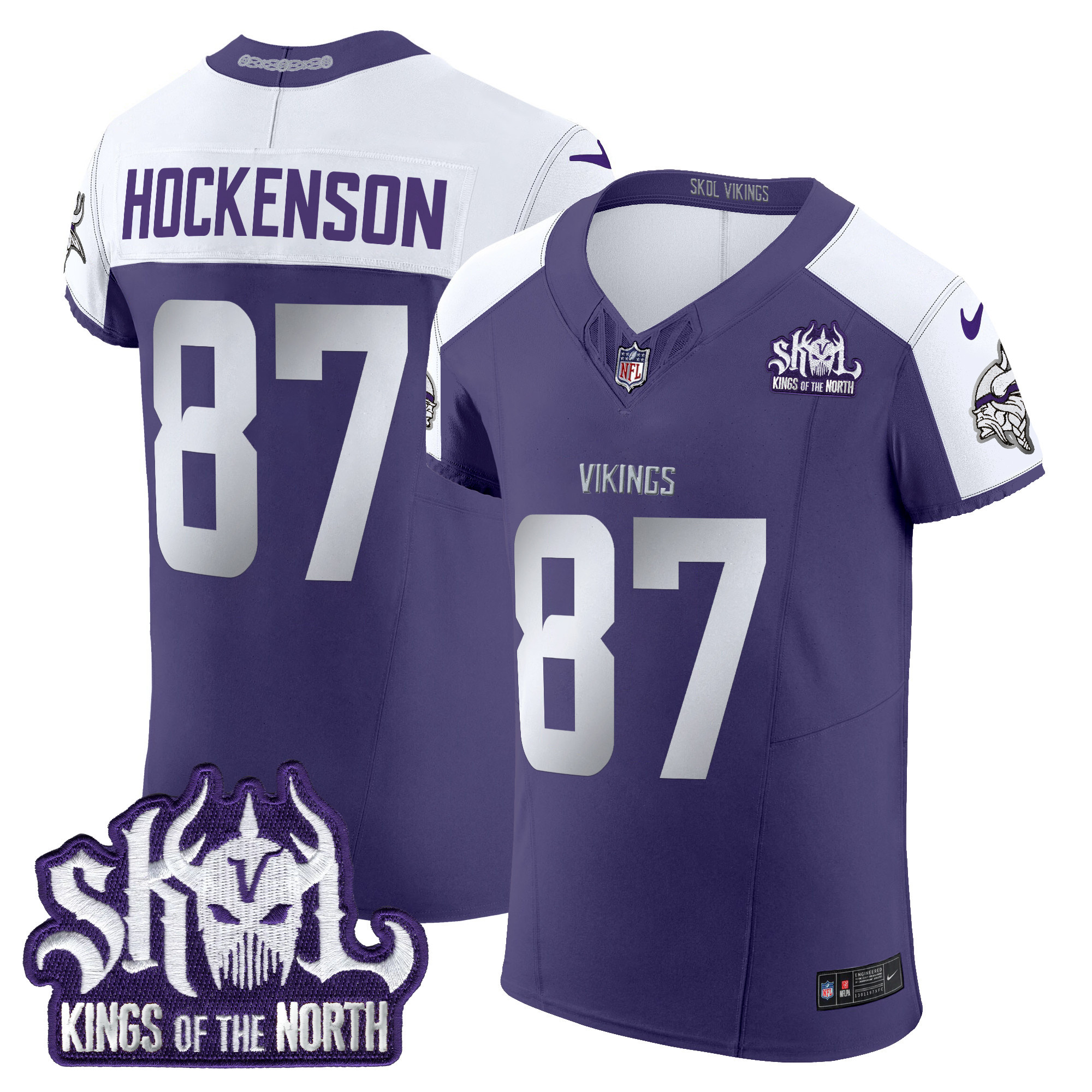 Men's T.J. Hockenson Minnesota Vikings 2024 Winter Warrior Skol Patch Vapor Elite Purple Alternate Jersey - All Stitched