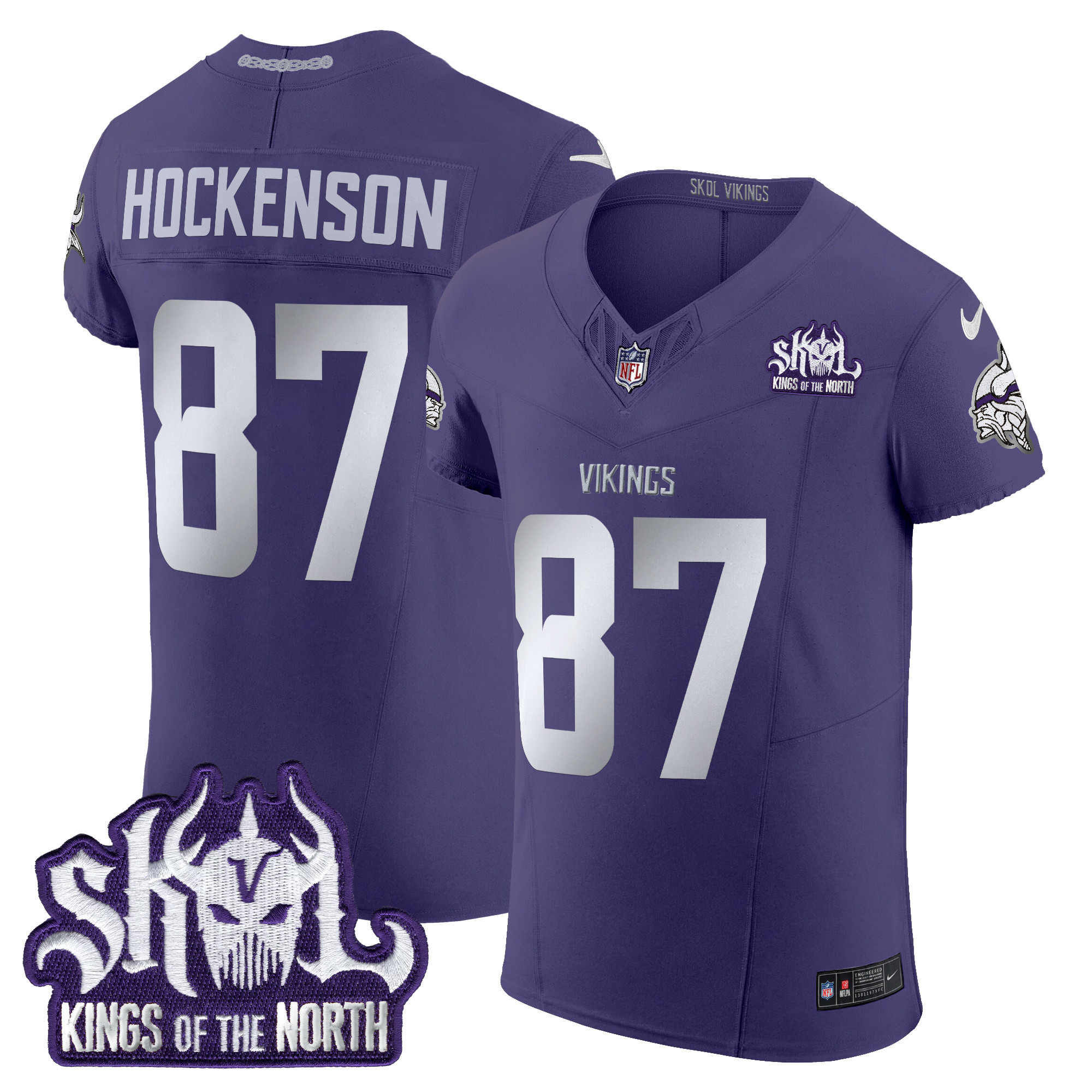Men's T.J. Hockenson Minnesota Vikings 2024 Winter Warrior Skol Patch Vapor Elite Purple Jersey - All Stitched