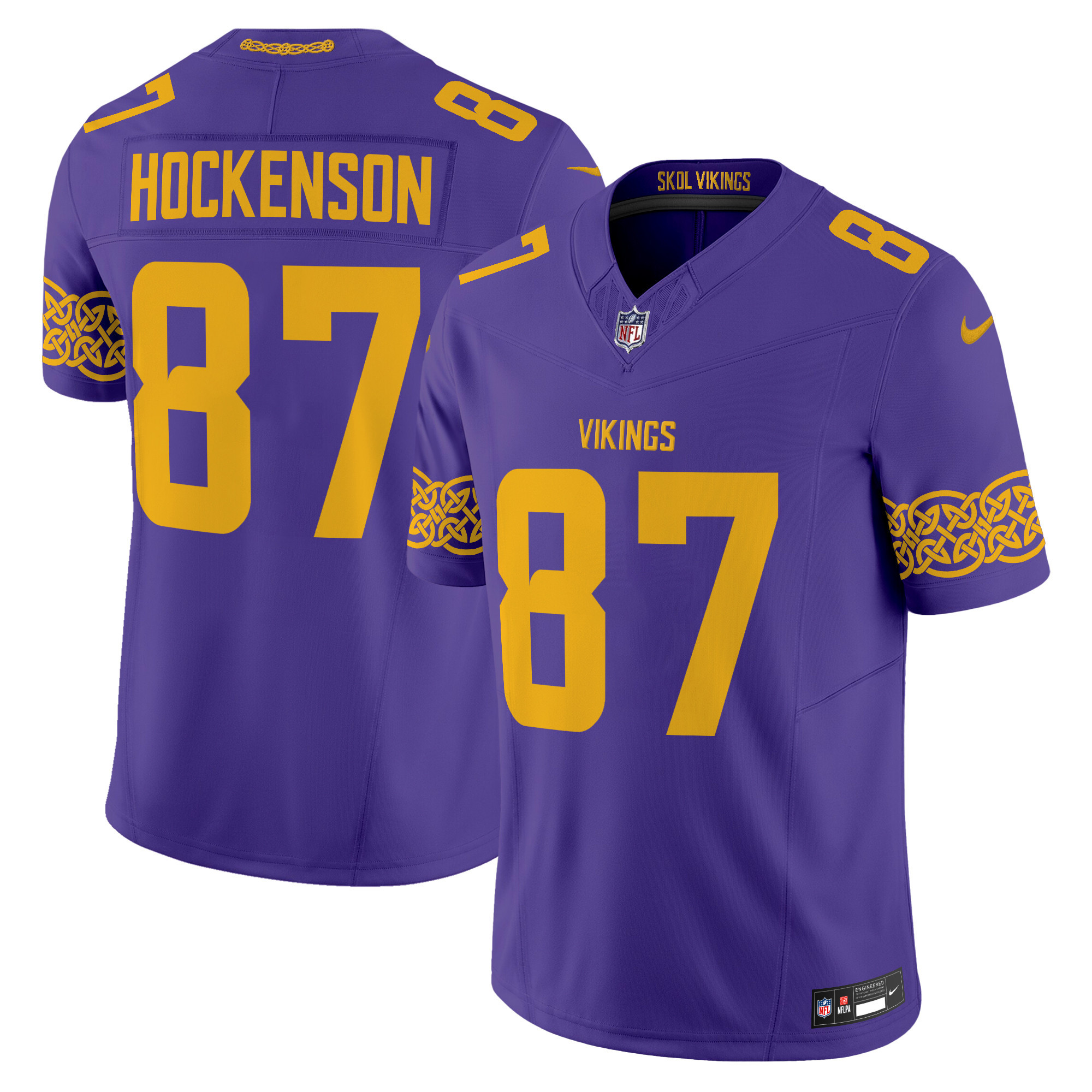 Men's T.J. Hockenson Minnesota Vikings Nordic Pattern Vapor Limited Purple Jersey - All Stitched