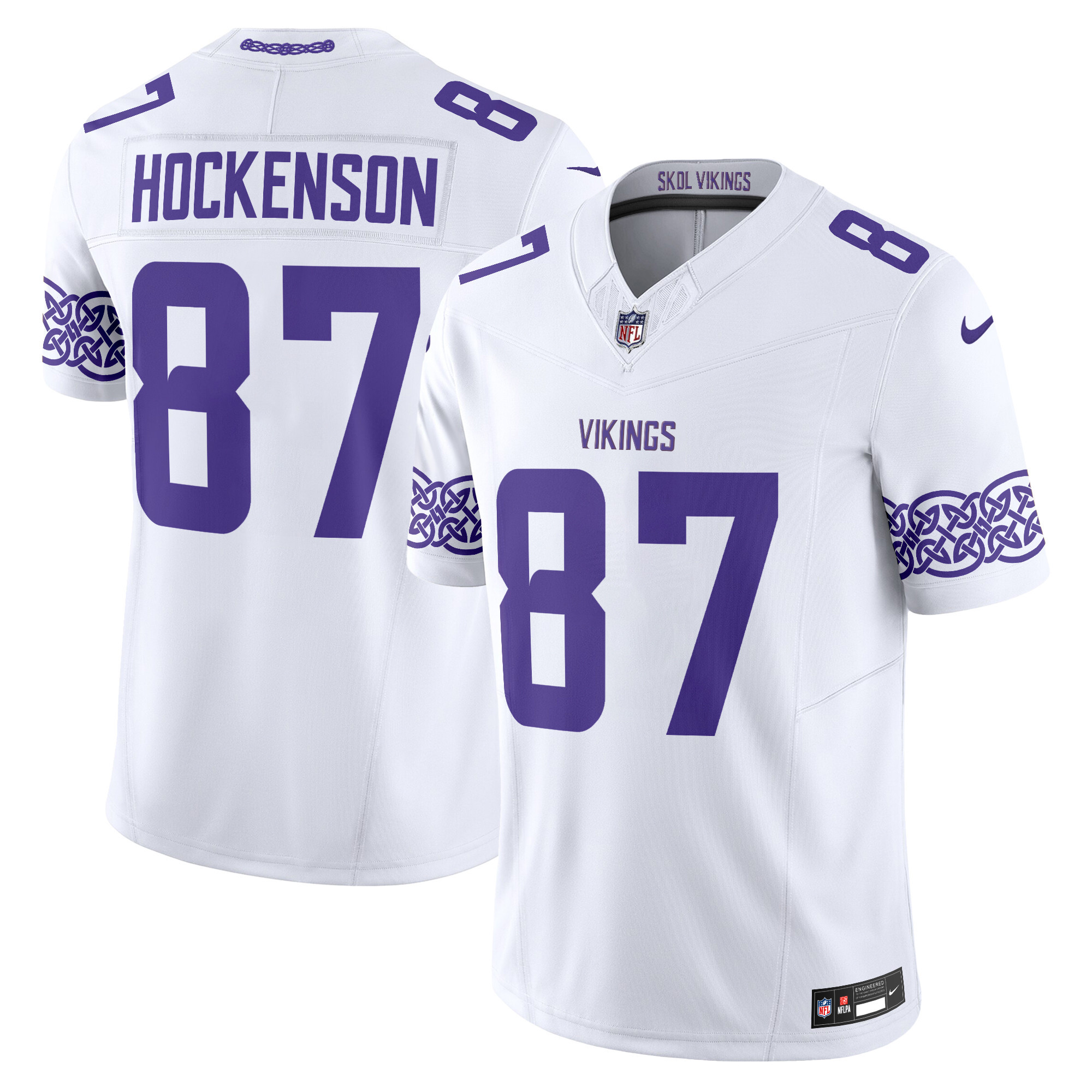 Men's T.J. Hockenson Minnesota Vikings Nordic Pattern Vapor Limited White Jersey - All Stitched