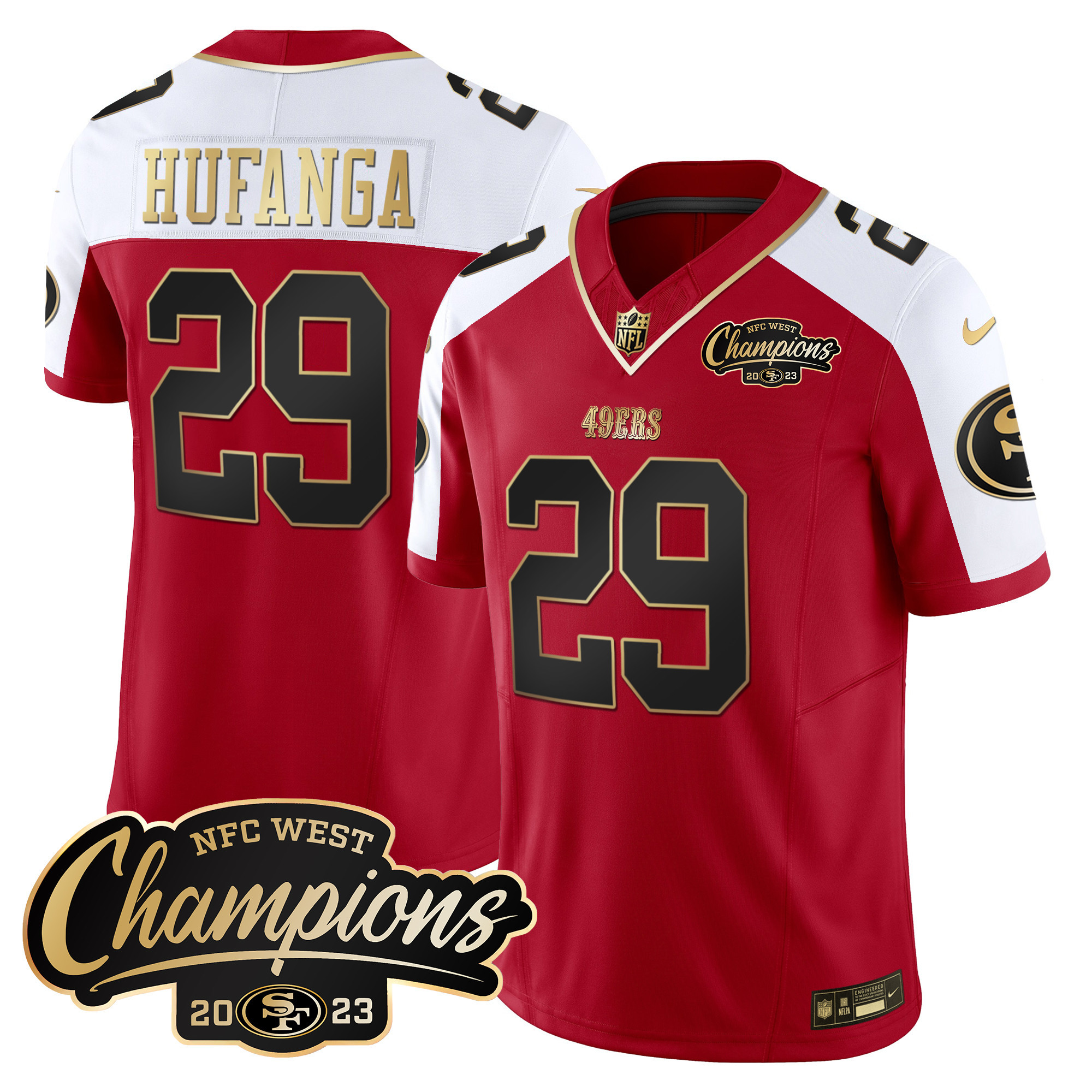 Men's Talanoa Hufanga San Francisco 49ers 2023 NFC West Champions Patch Vapor Alternate Jersey - All Stitched