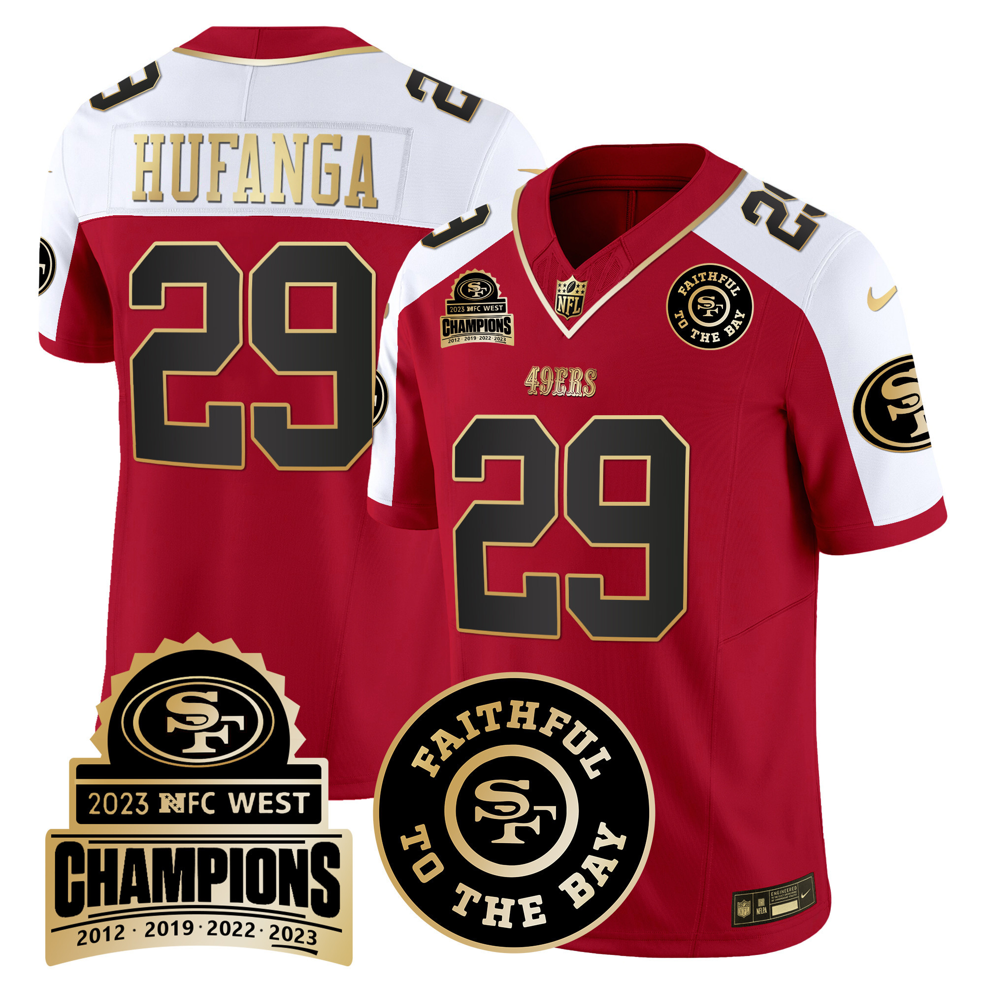 Men's Talanoa Hufanga San Francisco 49ers 2023 NFC West Champions Patch Vapor Alternate Jersey V3 - All Stitched