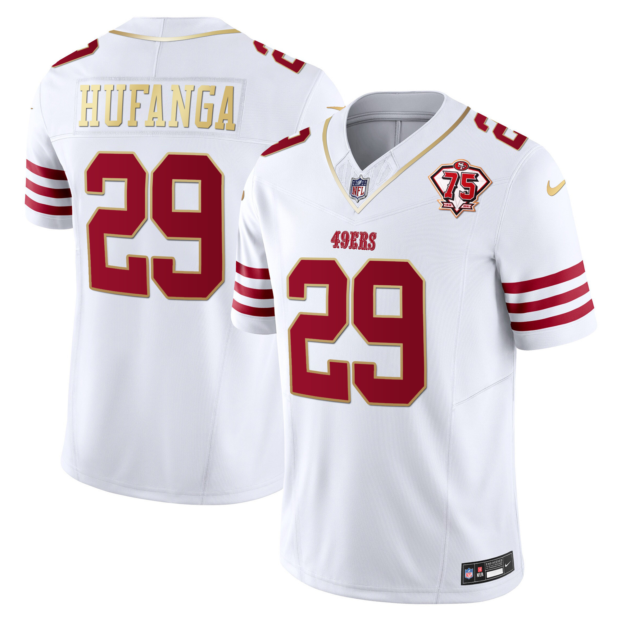 Men's Talanoa Hufanga San Francisco 49ers 2023 Vapor Gold Trim Limited White Gold Jersey - All Stitched