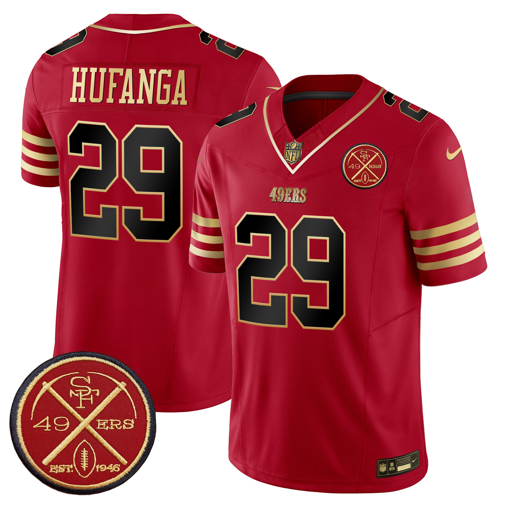 Men's Talanoa Hufanga San Francisco 49ers Est.1946 Patch Vapor Limited Black Scarlet Jersey - All Stitched