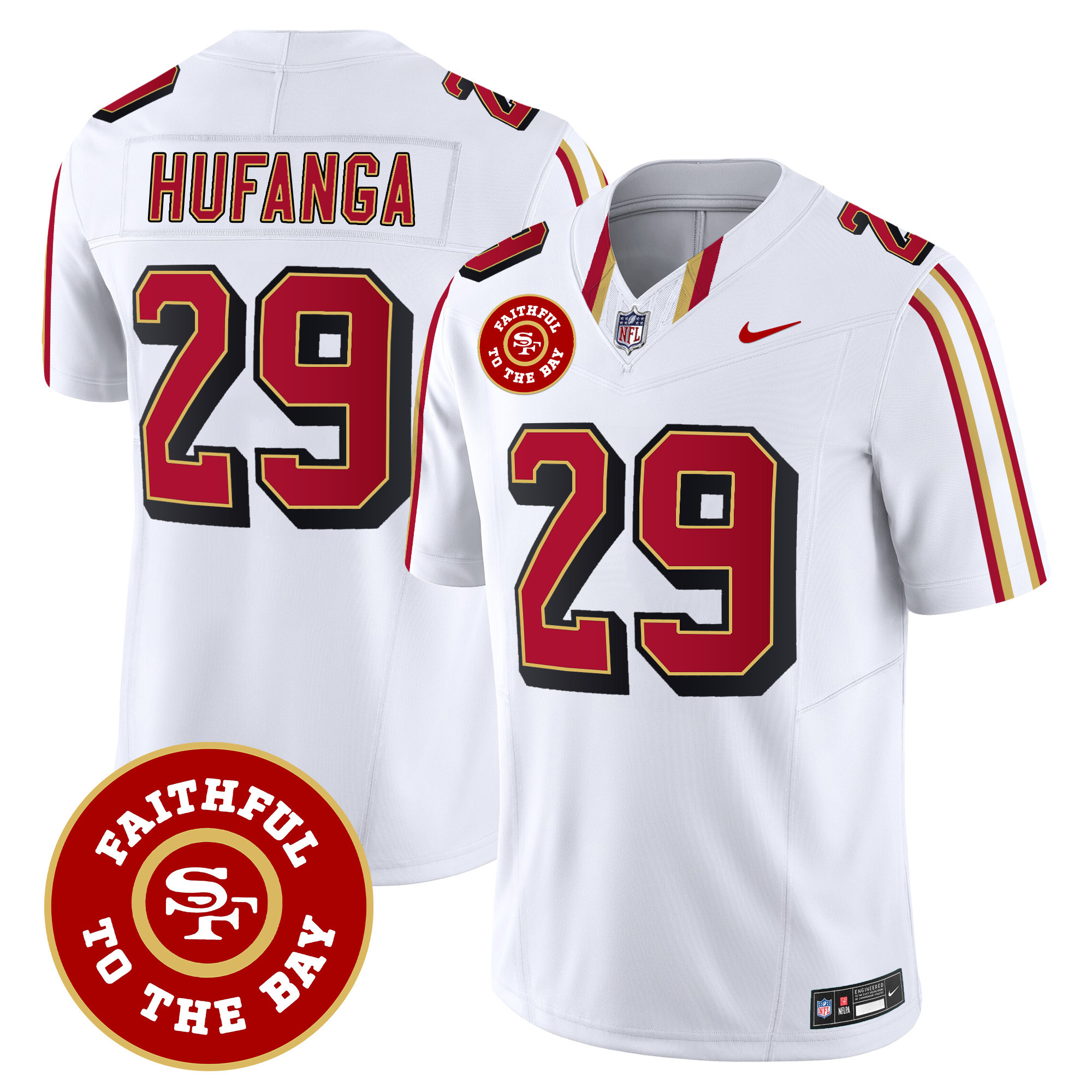 Men's Talanoa Hufanga San Francisco 49ers Faithful To The Bay Patch Vapor Limited White Jersey V9 - All Stitched