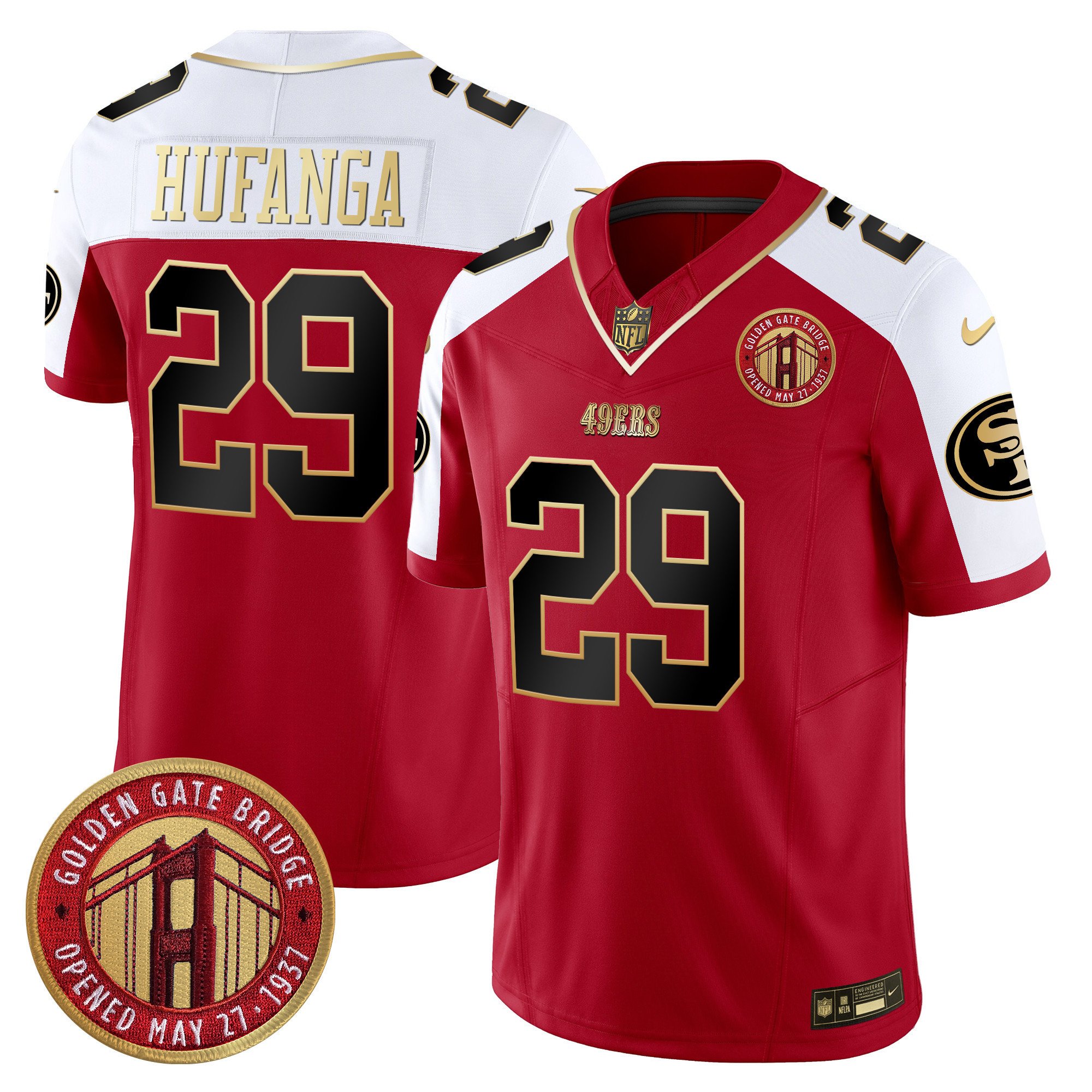 Men's Talanoa Hufanga San Francisco 49ers Golden Gate Bridge Patch Vapor Limited Alternate Jersey - All Stitched