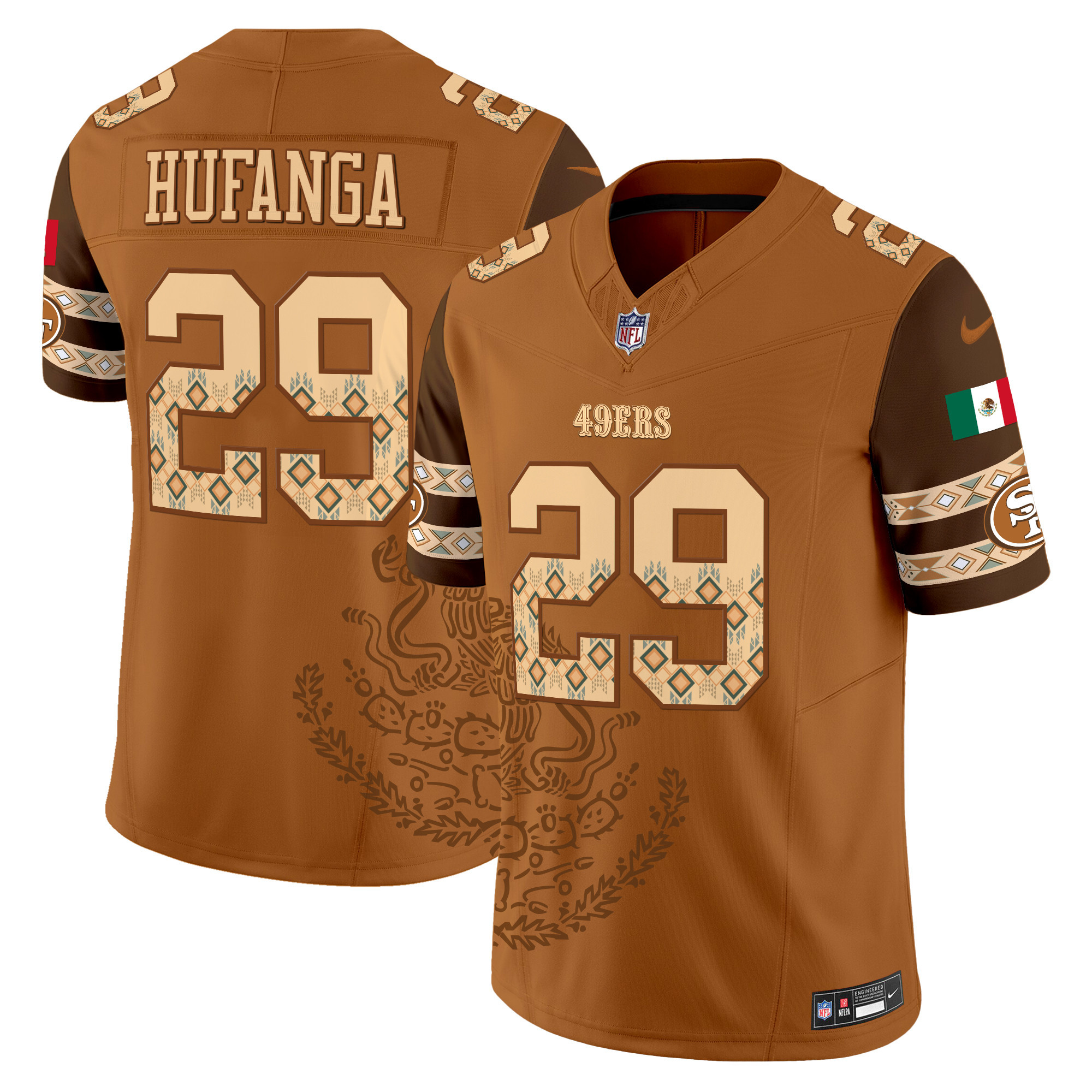 Men's Talanoa Hufanga San Francisco 49ers Mexico Vapor Limited Brown Jersey - Printed