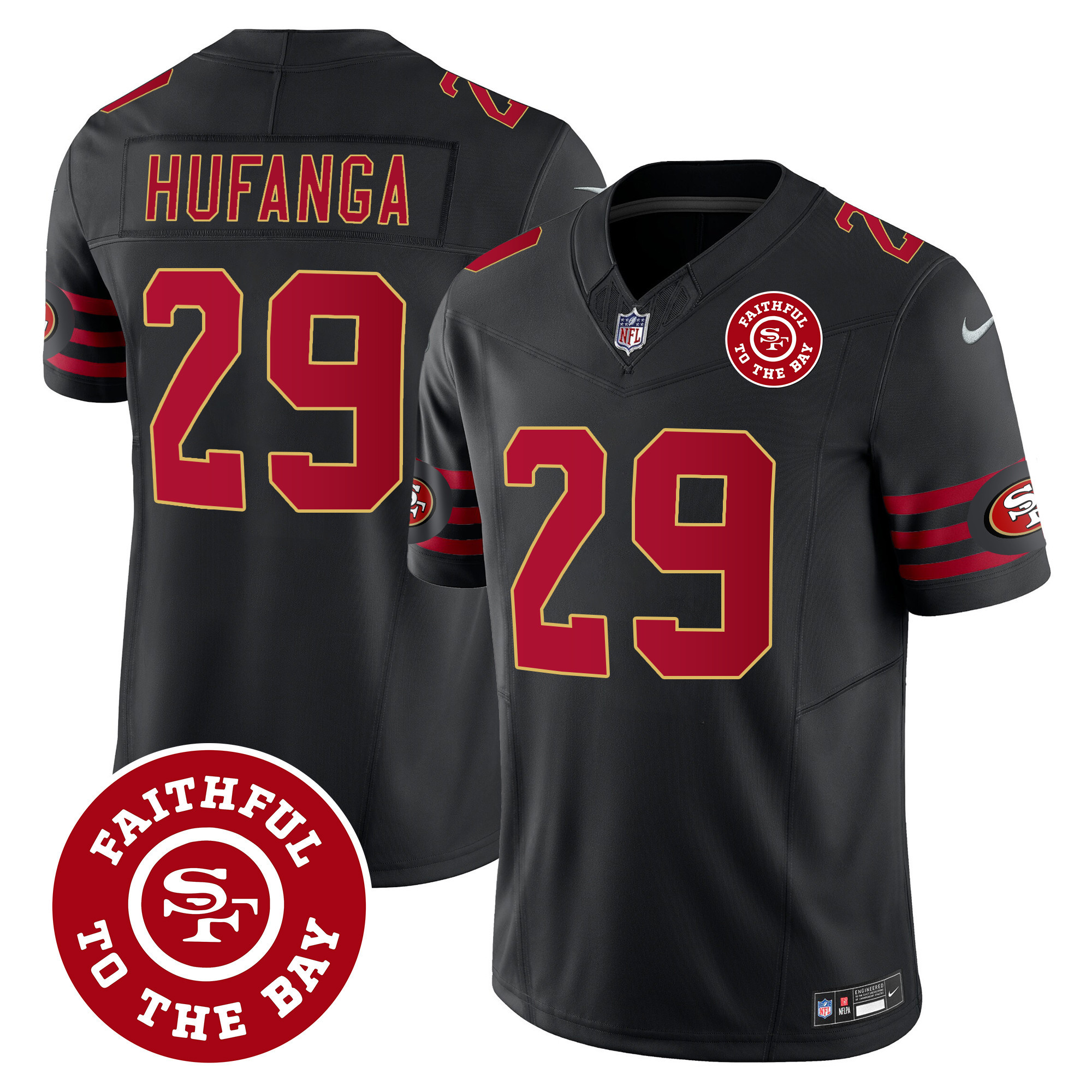 Men's Talanoa Hufanga San Francisco 49ers Throwback Faithful To The Bay Patch Vapor Limited Black Jersey - All Stitched