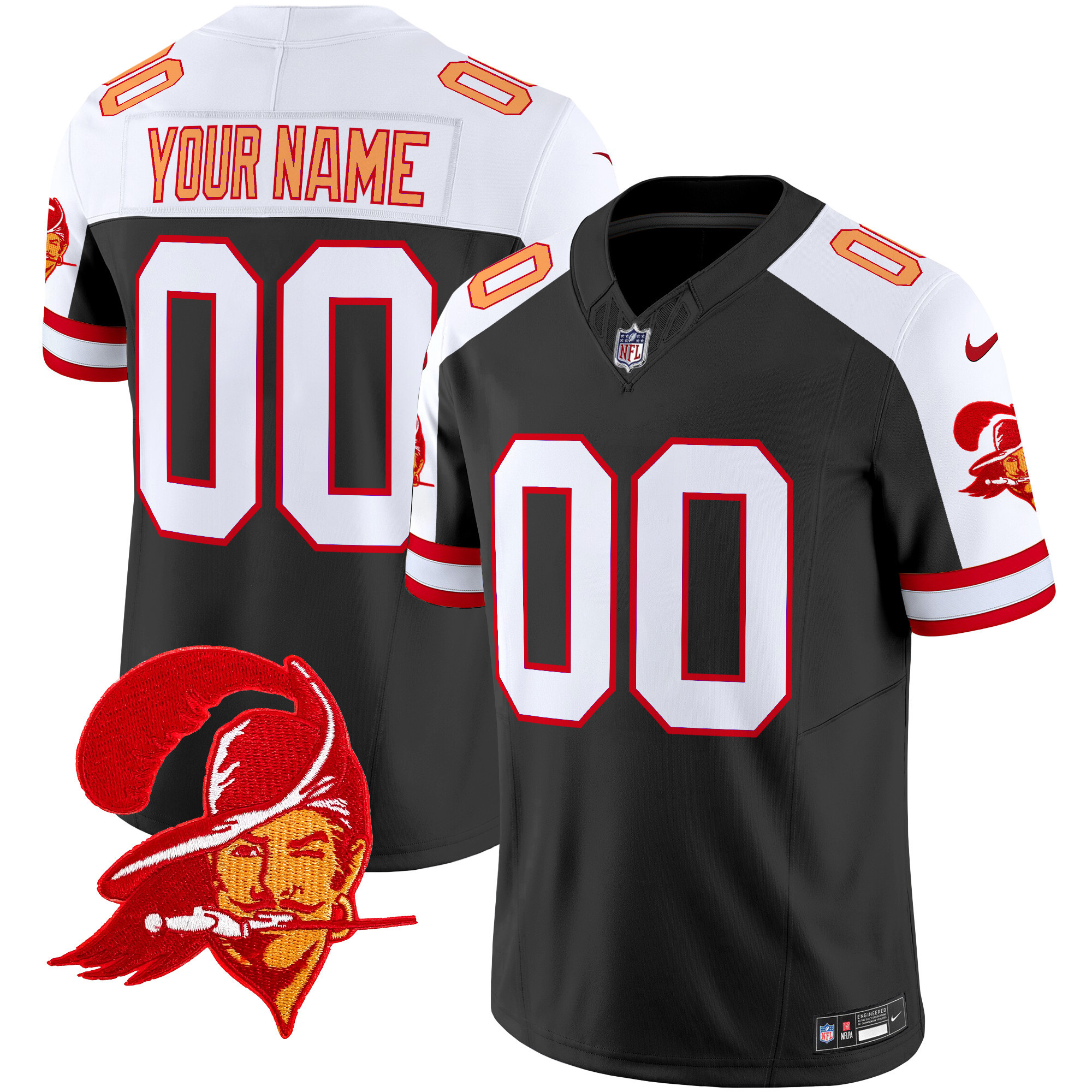 Men's Tampa Bay Buccaneers Throwback Vapor Limited Custom Black Alternate Jersey V2 - All Stitched