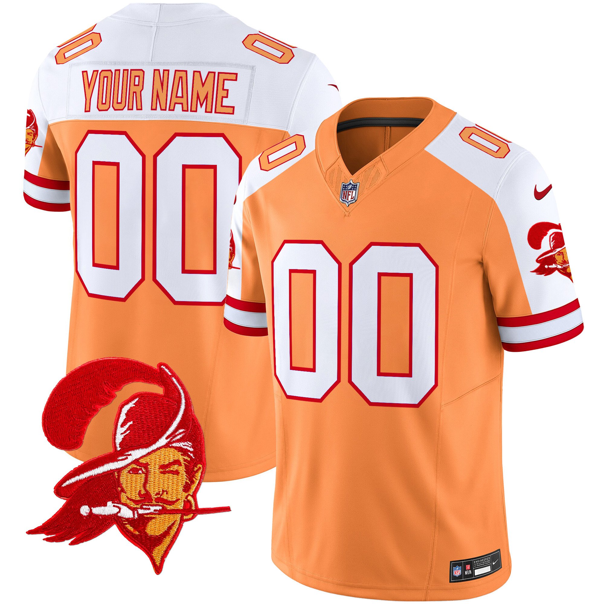 Men's Tampa Bay Buccaneers Throwback Vapor Limited Custom Creamsicle Alternate Jersey V2 - All Stitched
