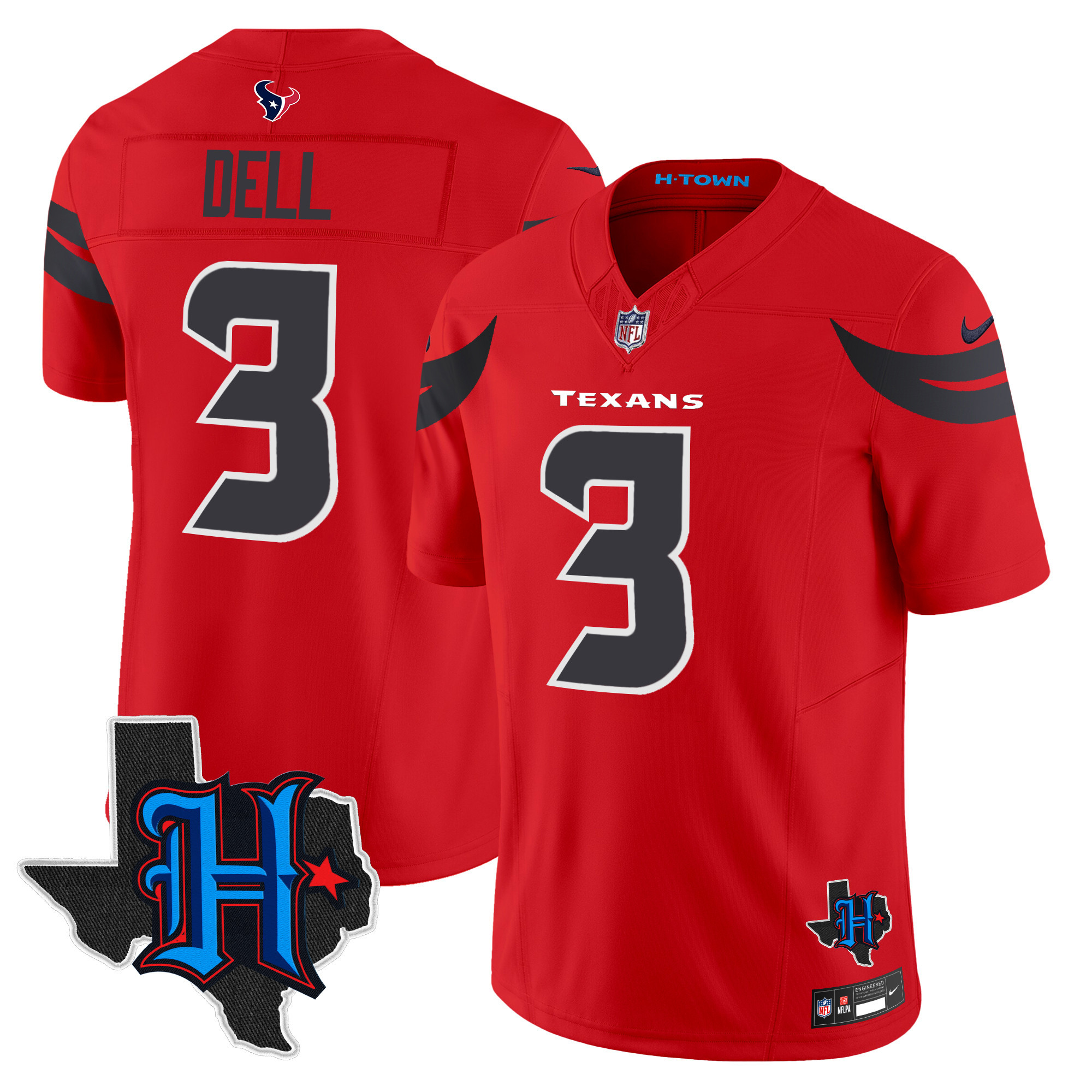 Men's Tank Dell Houston Texans 2024 Texas Patch Vapor Limited Red Jersey V3 - All Stitched