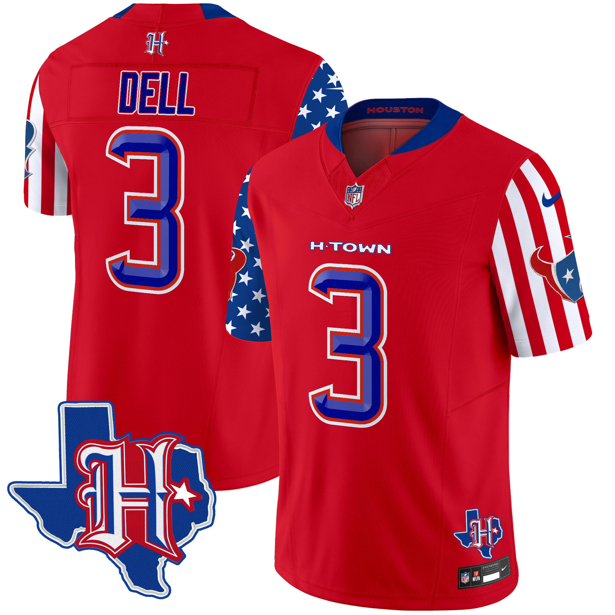 Men's Tank Dell Houston Texans American Style Vapor Limited Red Jersey - All Stitched