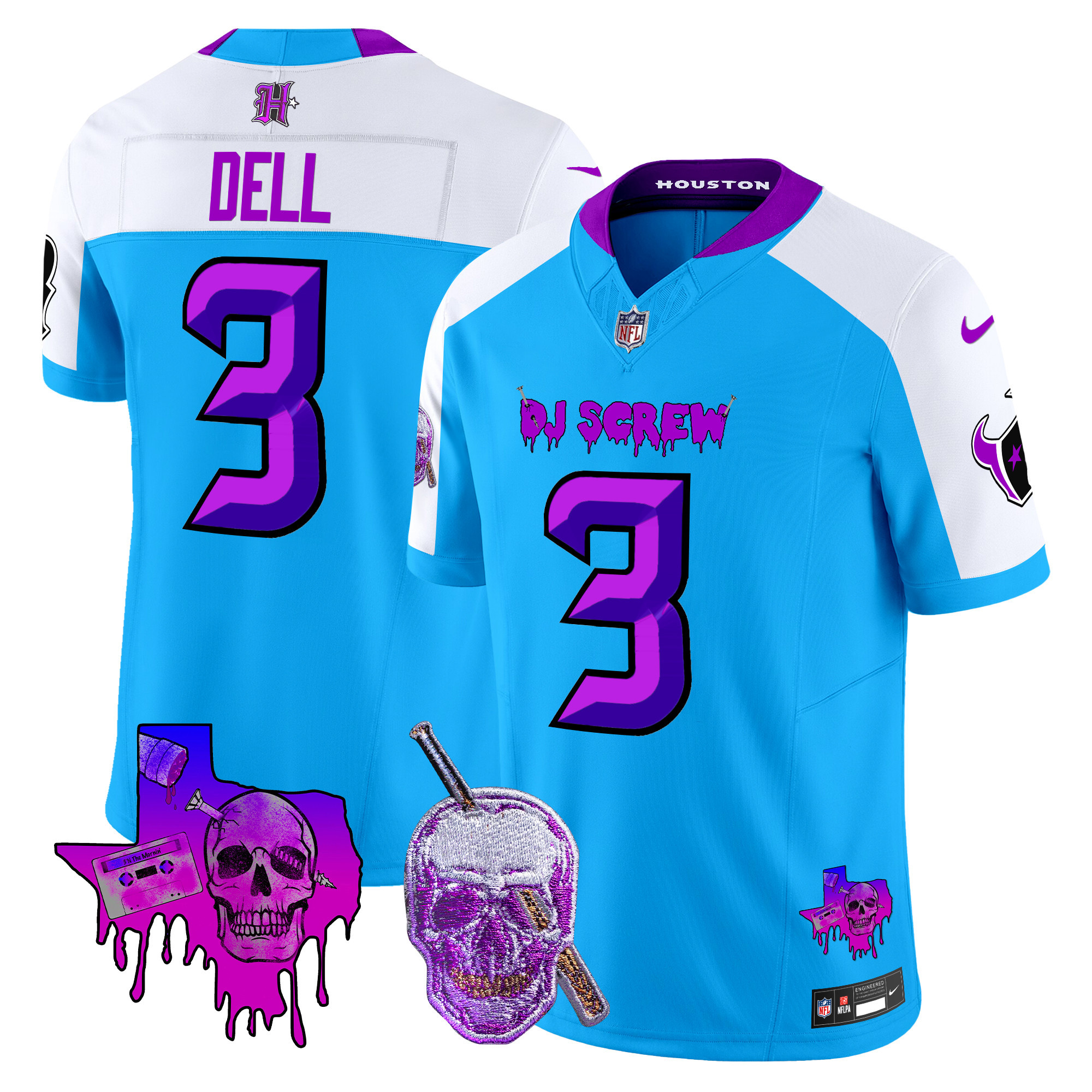 Men's Tank Dell Houston Texans DJ Screw Vapor Limited Blue Alternate Jersey - All Stitched