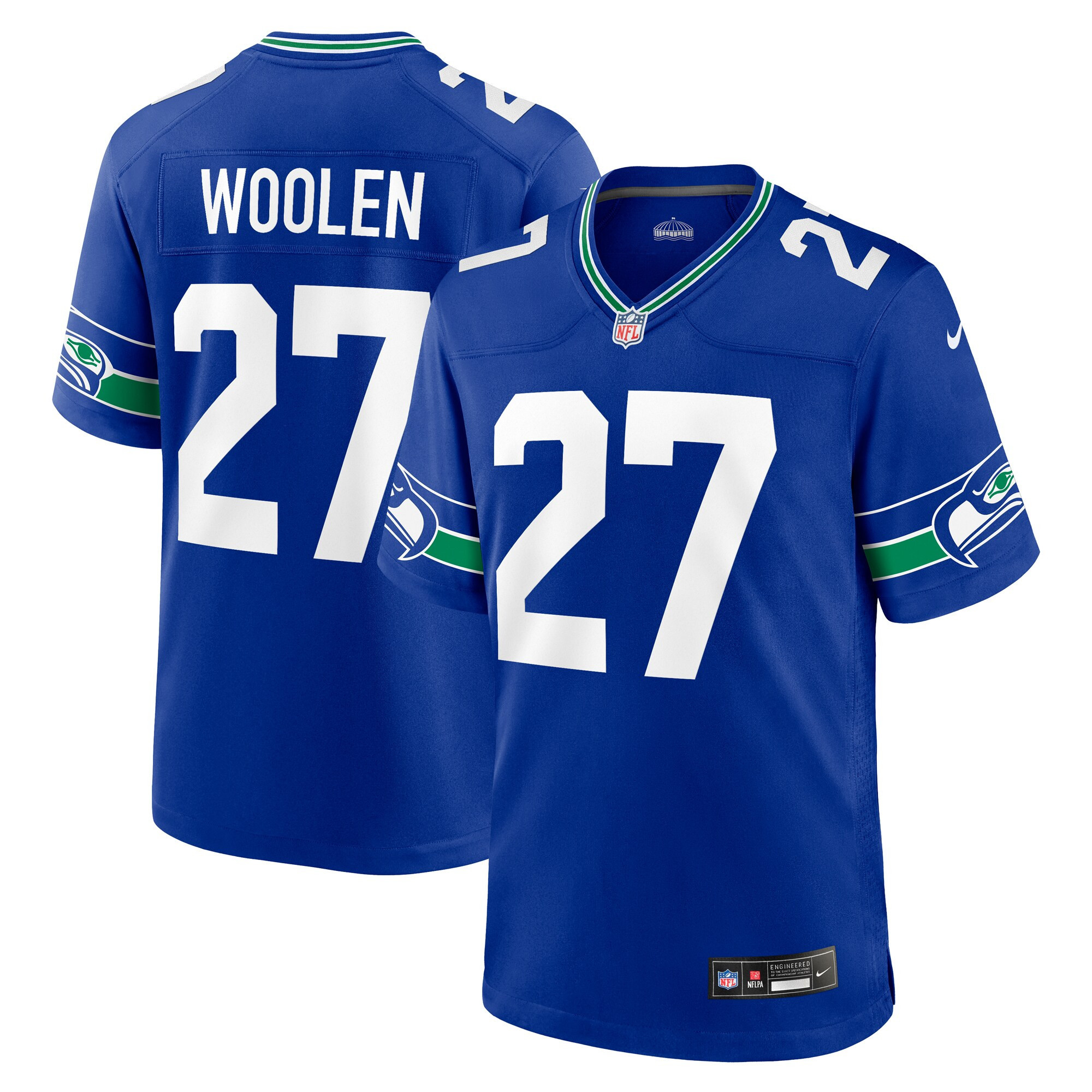 Men's Tariq Woolen Seattle Seahawks Royal Throwback Jersey Collection â€“ All Stitched