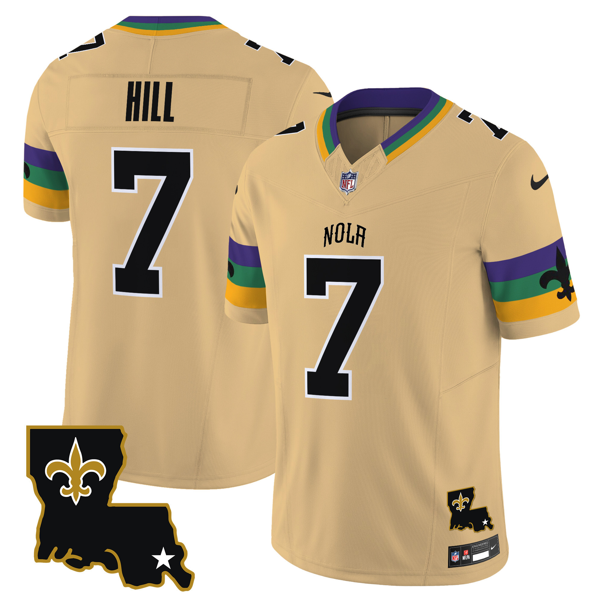 Men's Taysom Hill New Orleans Saints 2024 New Orleans City Vapor Limited Gold Jersey - All Stitched