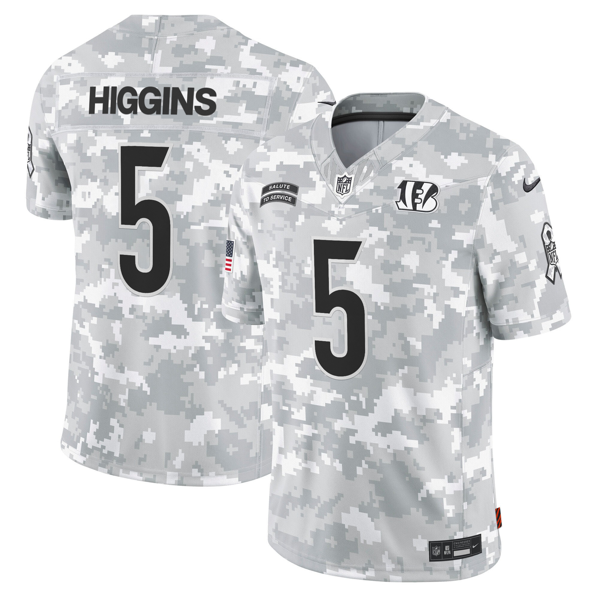 Men's Tee Higgins Cincinnati Bengals 2024 Salute to Service Vapor Limited Jersey - Arctic Camo - All Stitched