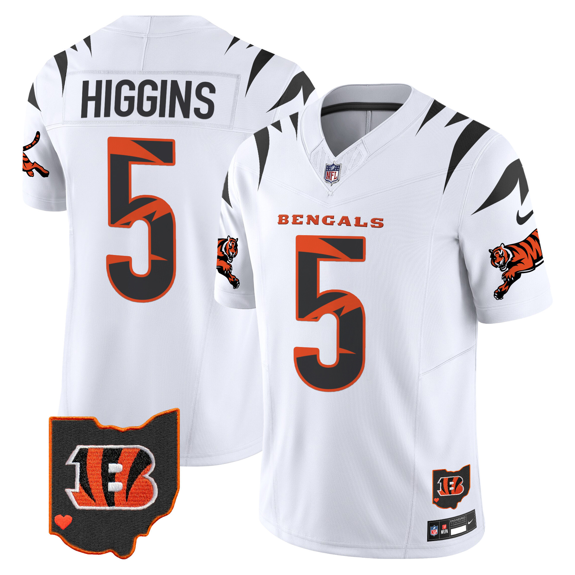 Men's Tee Higgins Cincinnati Bengals Special Vapor Limited White Jersey - All Stitched