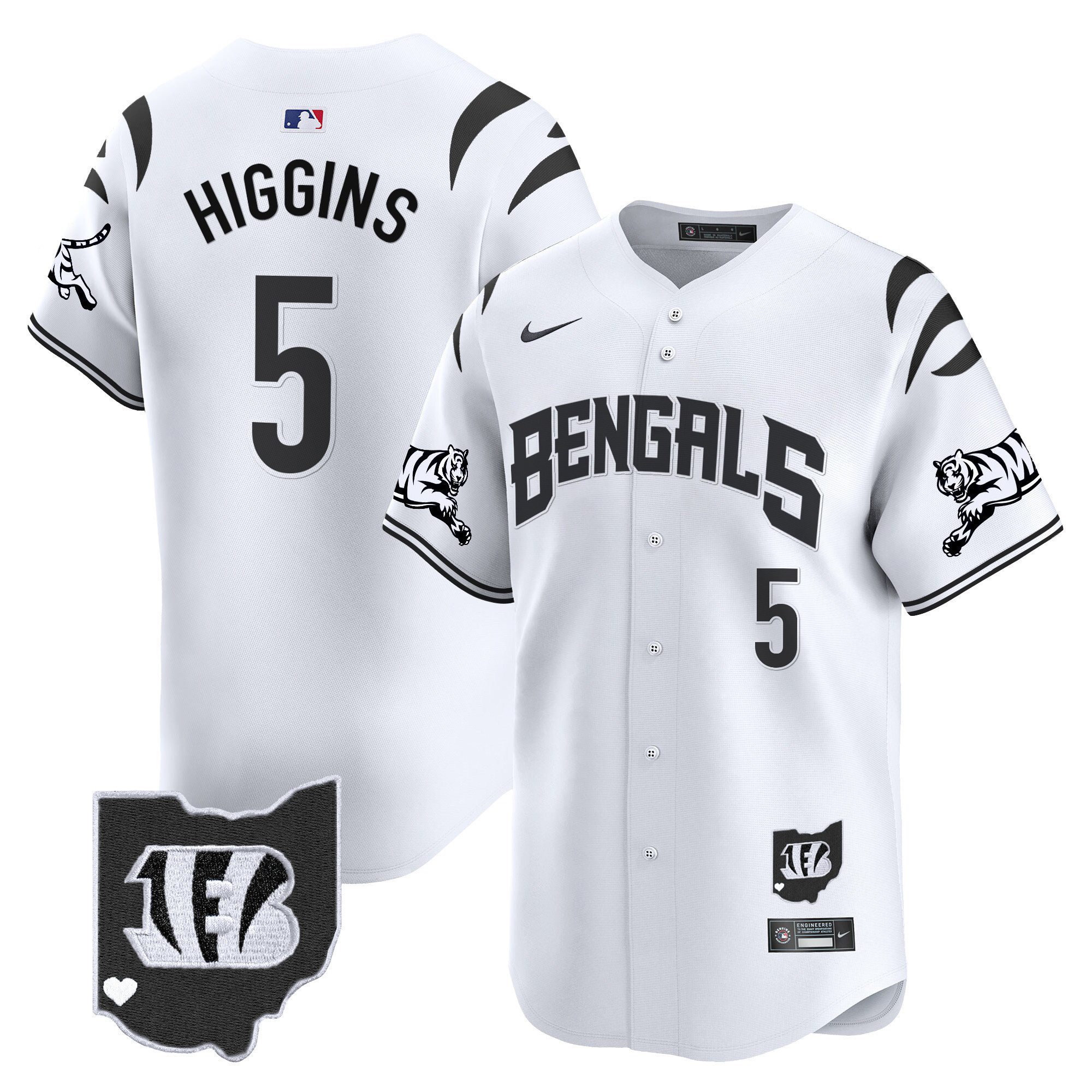 Men's Tee Higgins Cincinnati Bengals Vapor Premier Limited White Limited Jersey - All Stitched
