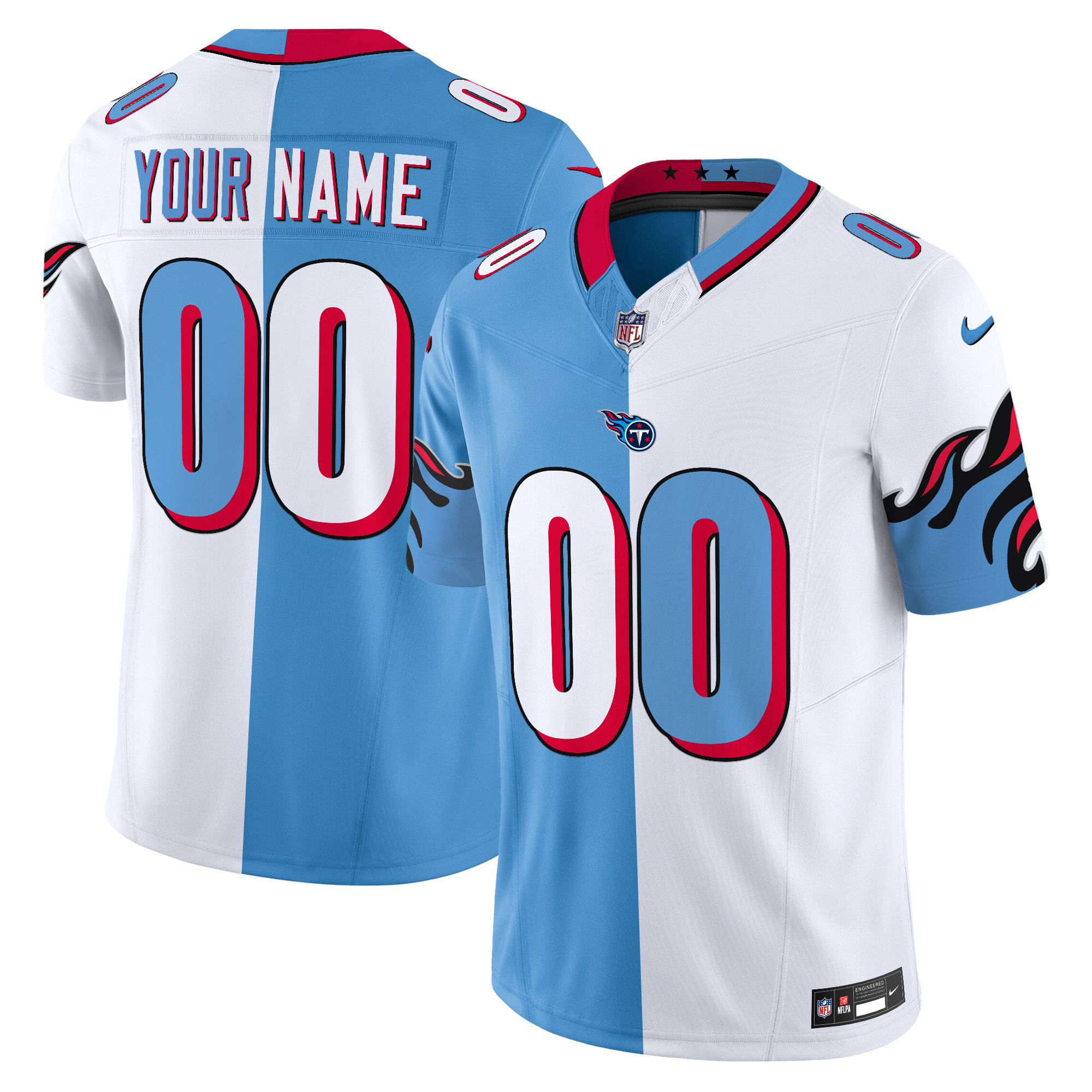 Men's Tennessee Titans Special Vapor Limited Custom Split Jersey - All Stitched