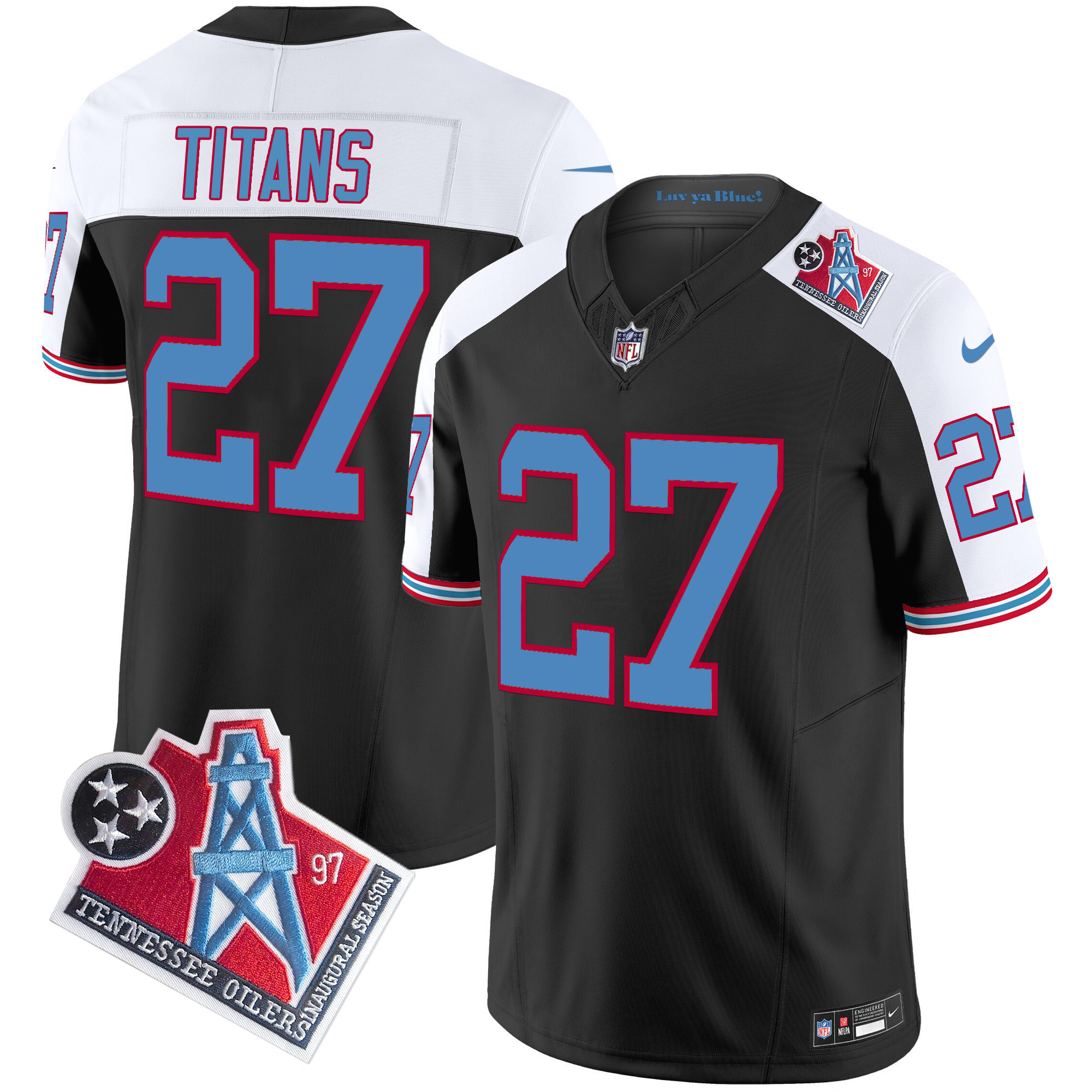 Men's Tennessee Titans Titans 1997 Throwback Limited Vapor Limited Black Alternate Jersey - All Stitched