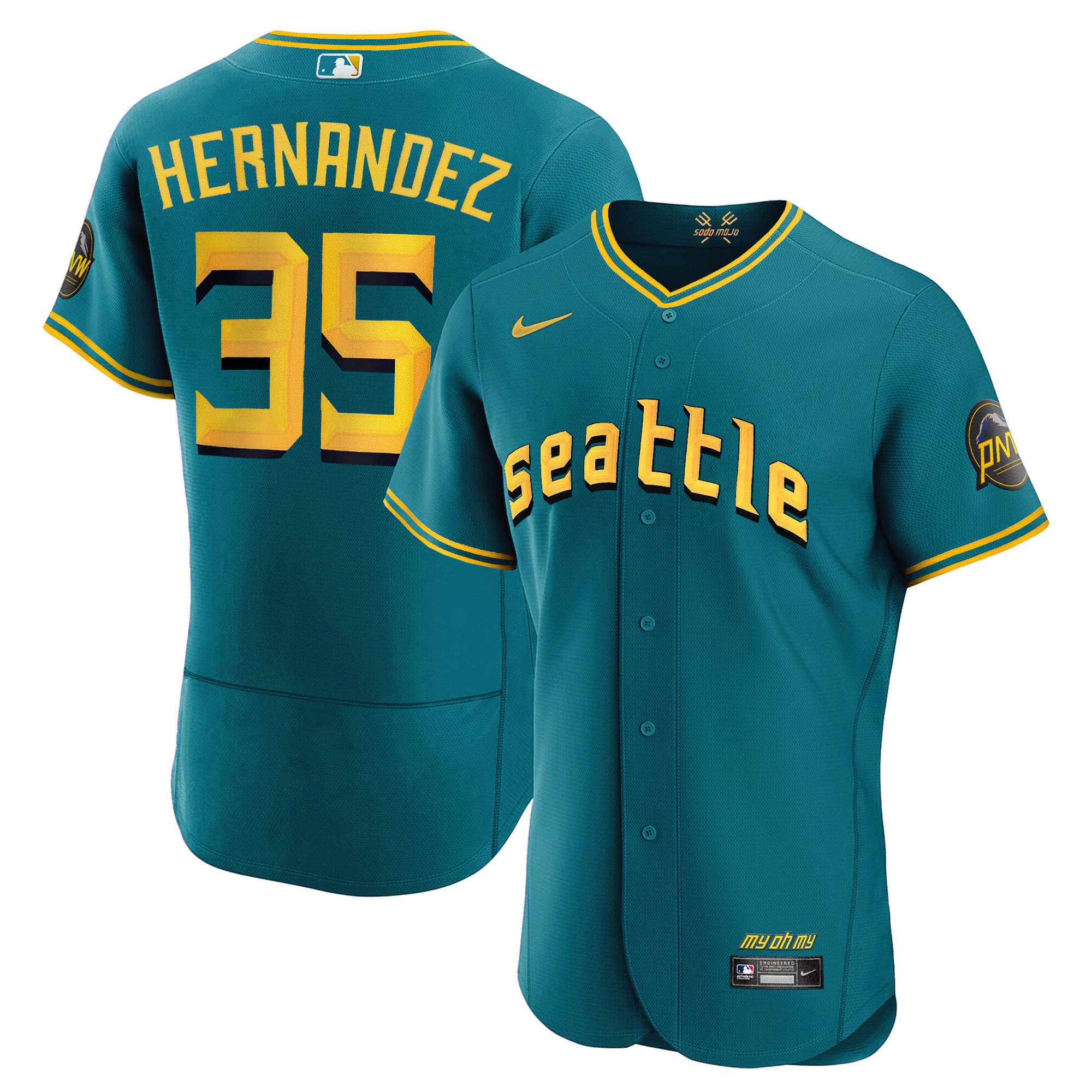 Men's Teoscar Hernandez Seattle Mariners 2023 City Connect Collection Flex Aqua Jersey - All Stitched