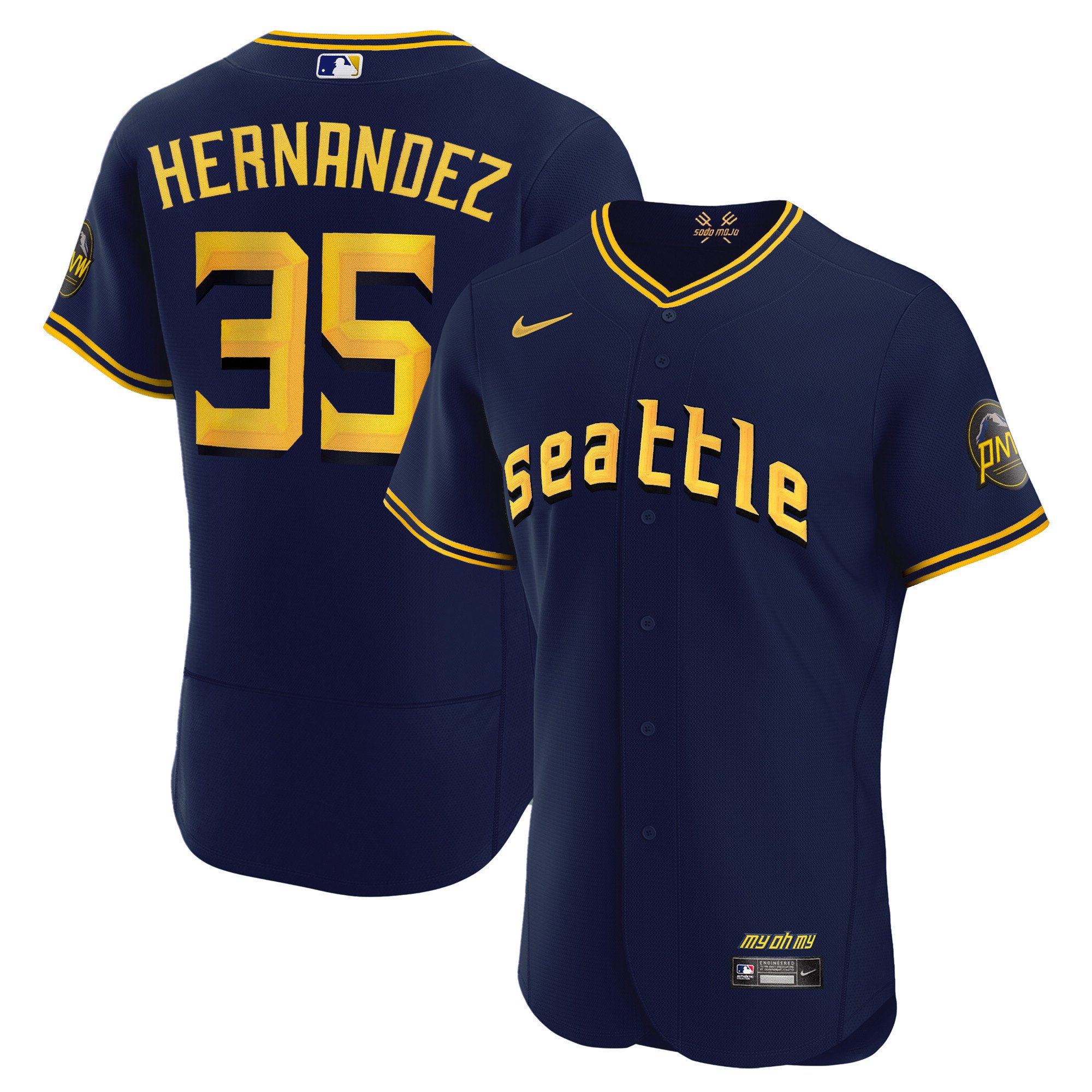 Men's Teoscar Hernandez Seattle Mariners 2023 City Connect Collection Flex Navy Jersey - All Stitched