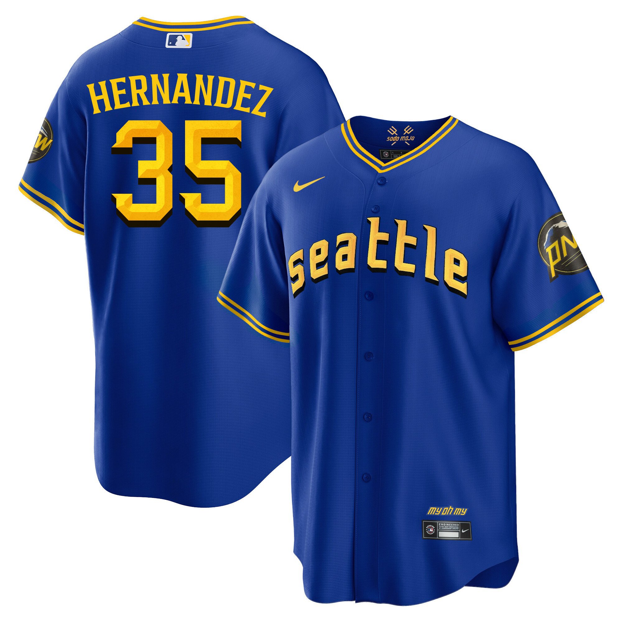 Men's Teoscar Hernandez Seattle Mariners 2023 City Connect Fan Made Edition Cool Base Jersey - All Stitched