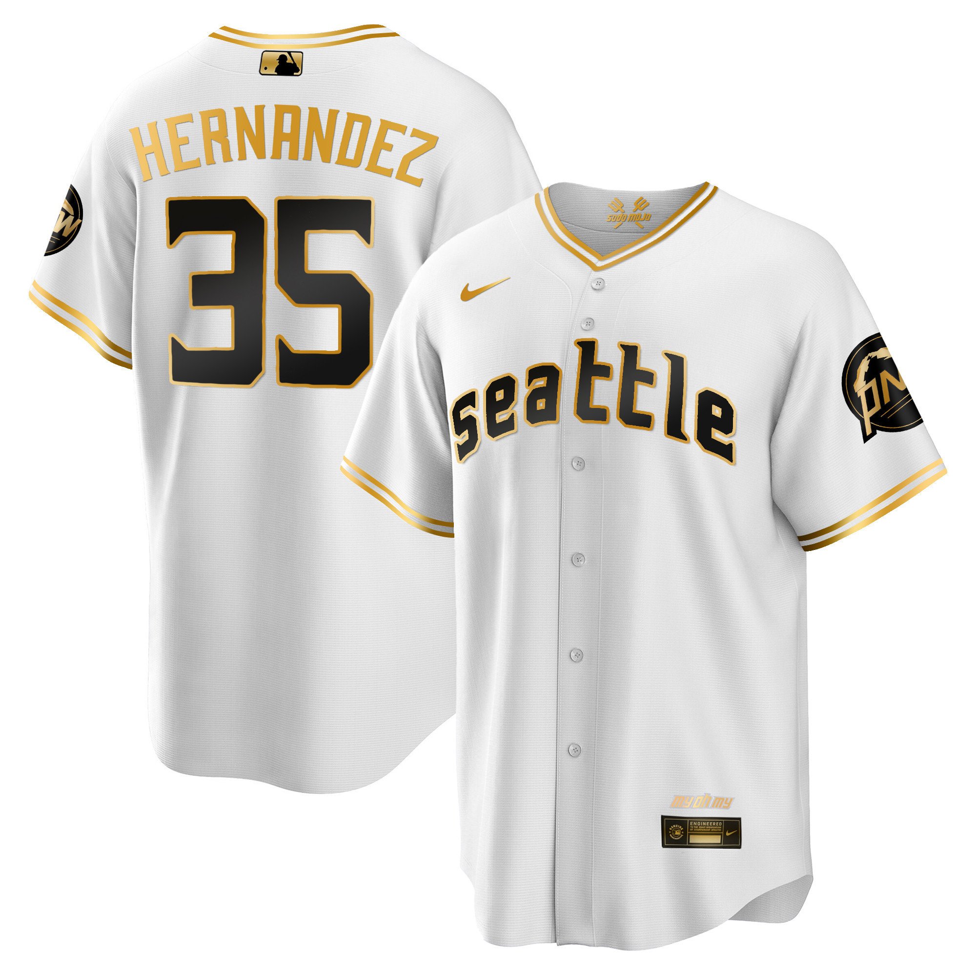 Men's Teoscar Hernandez Seattle Mariners 2023 City Connect Gold Cool White Gold Jersey - All Stitched