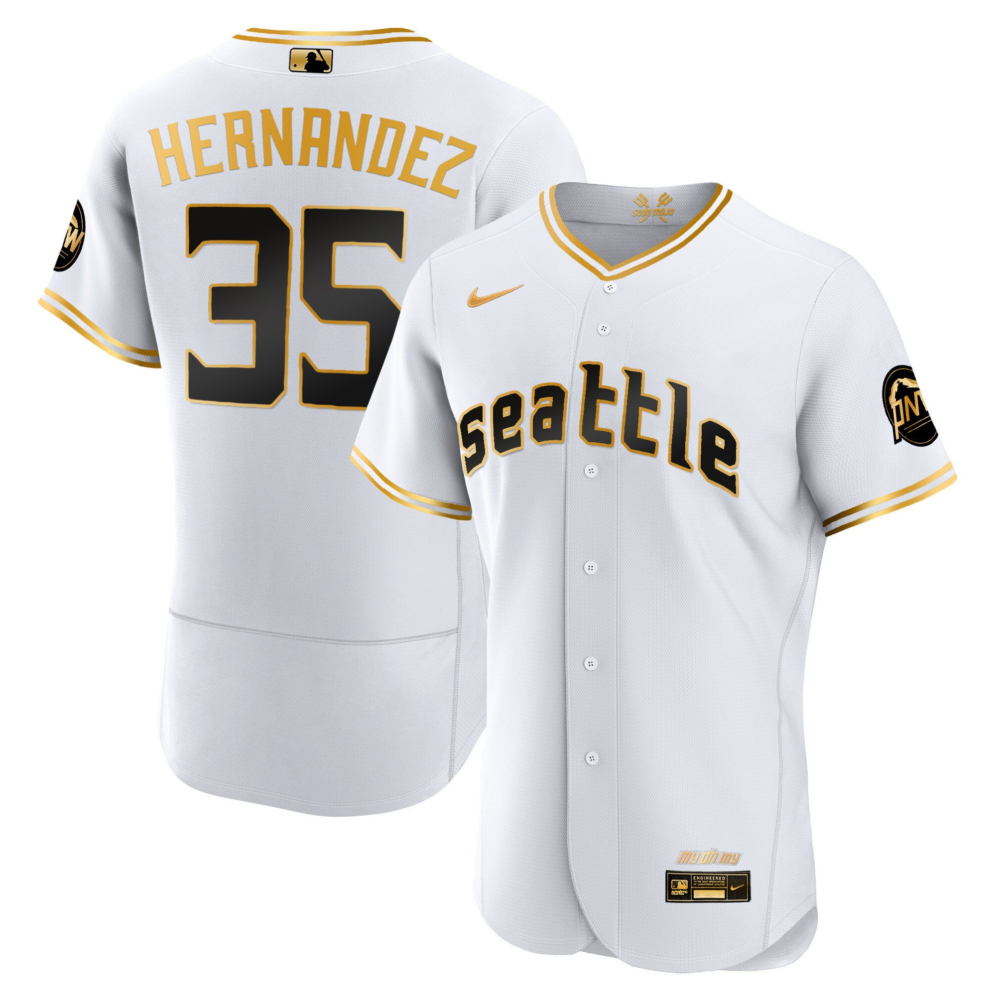 Men's Teoscar Hernandez Seattle Mariners 2023 City Connect Gold Flex White Gold Jersey - All Stitched