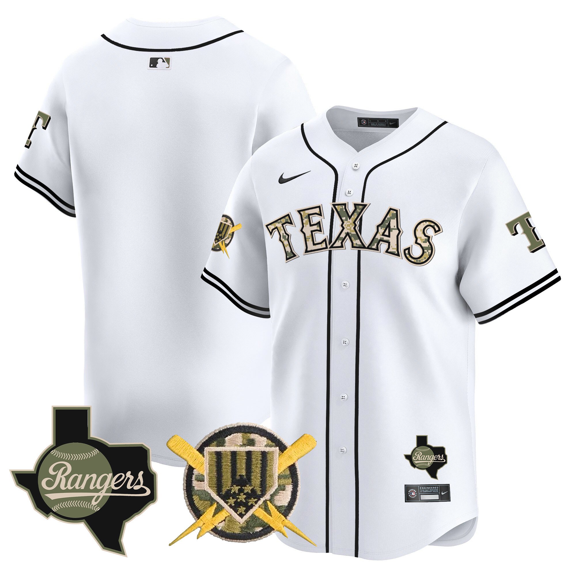 Men's Texas Rangers Armed Forces Day Vapor Premier Limited White Jersey - All Stitched