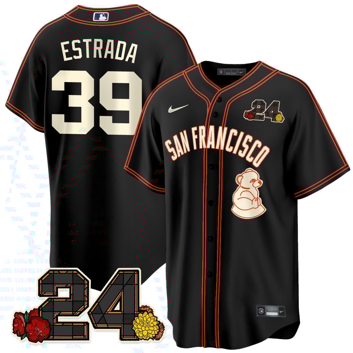 Men's Thairo Estrada San Francisco Giants 2024 Willie Mays Patch Vapor Premier Limited Black Limited Jersey V2 - All Stitched