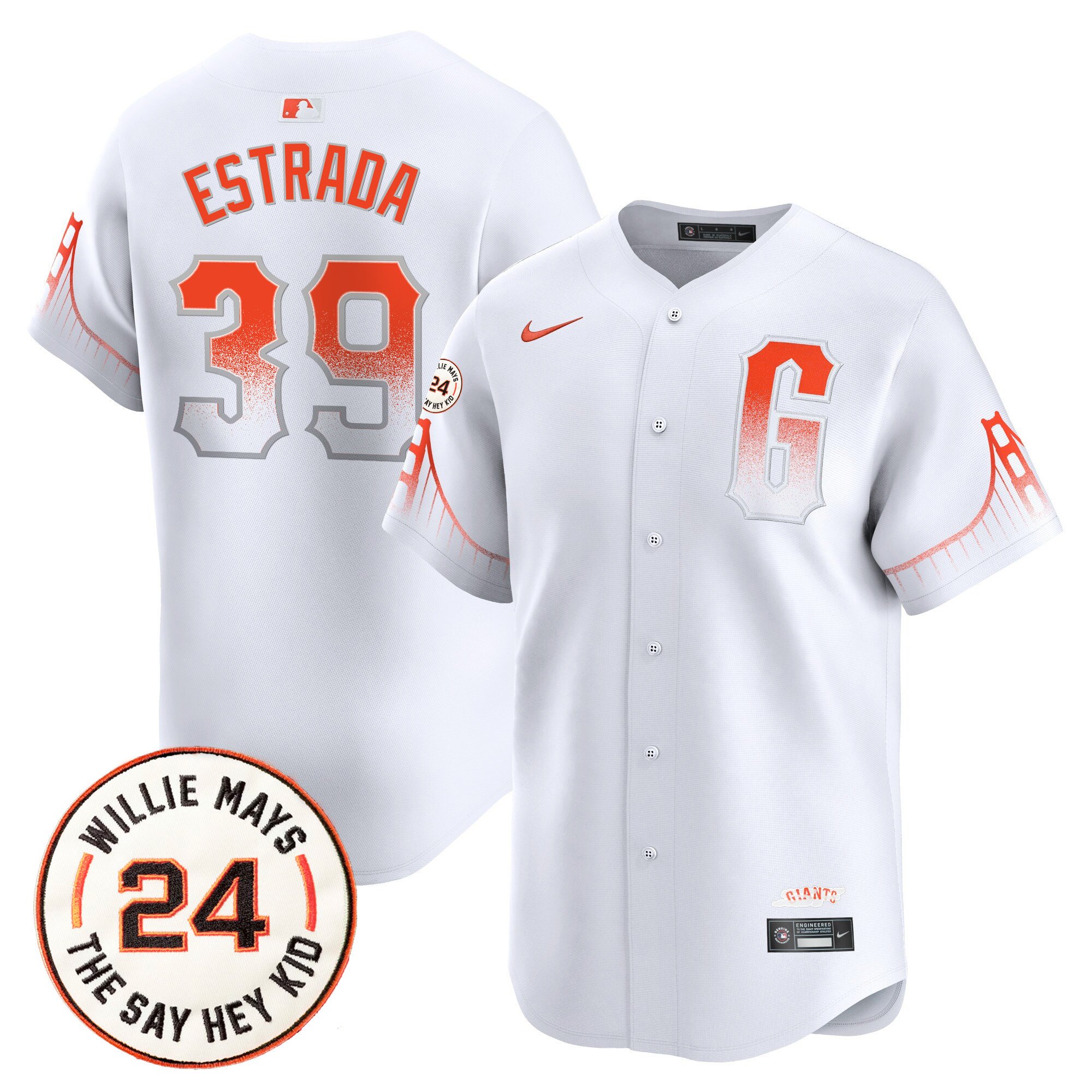 Men's Thairo Estrada San Francisco Giants 2024 Willie Mays Patch Vapor Premier Limited City Connect Jersey V6 - All Stitched