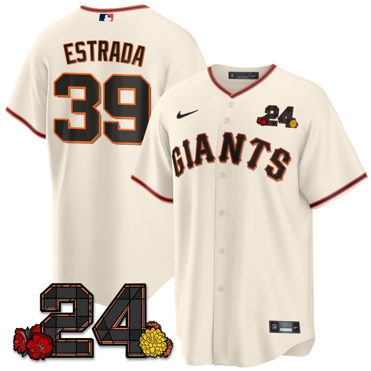 Men's Thairo Estrada San Francisco Giants 2024 Willie Mays Patch Vapor Premier Limited Cream Home Jersey V2 - All Stitched