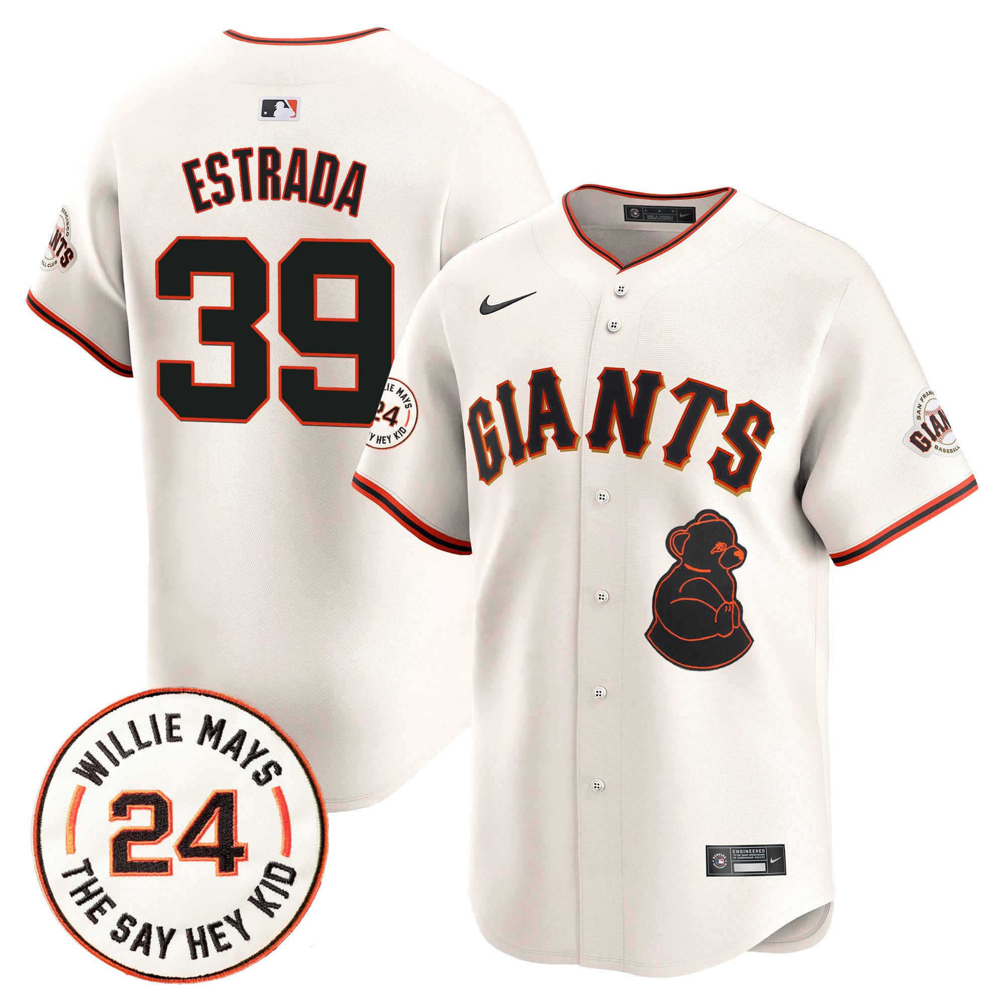 Men's Thairo Estrada San Francisco Giants 2024 Willie Mays Patch Vapor Premier Limited Cream Jersey V4 - All Stitched