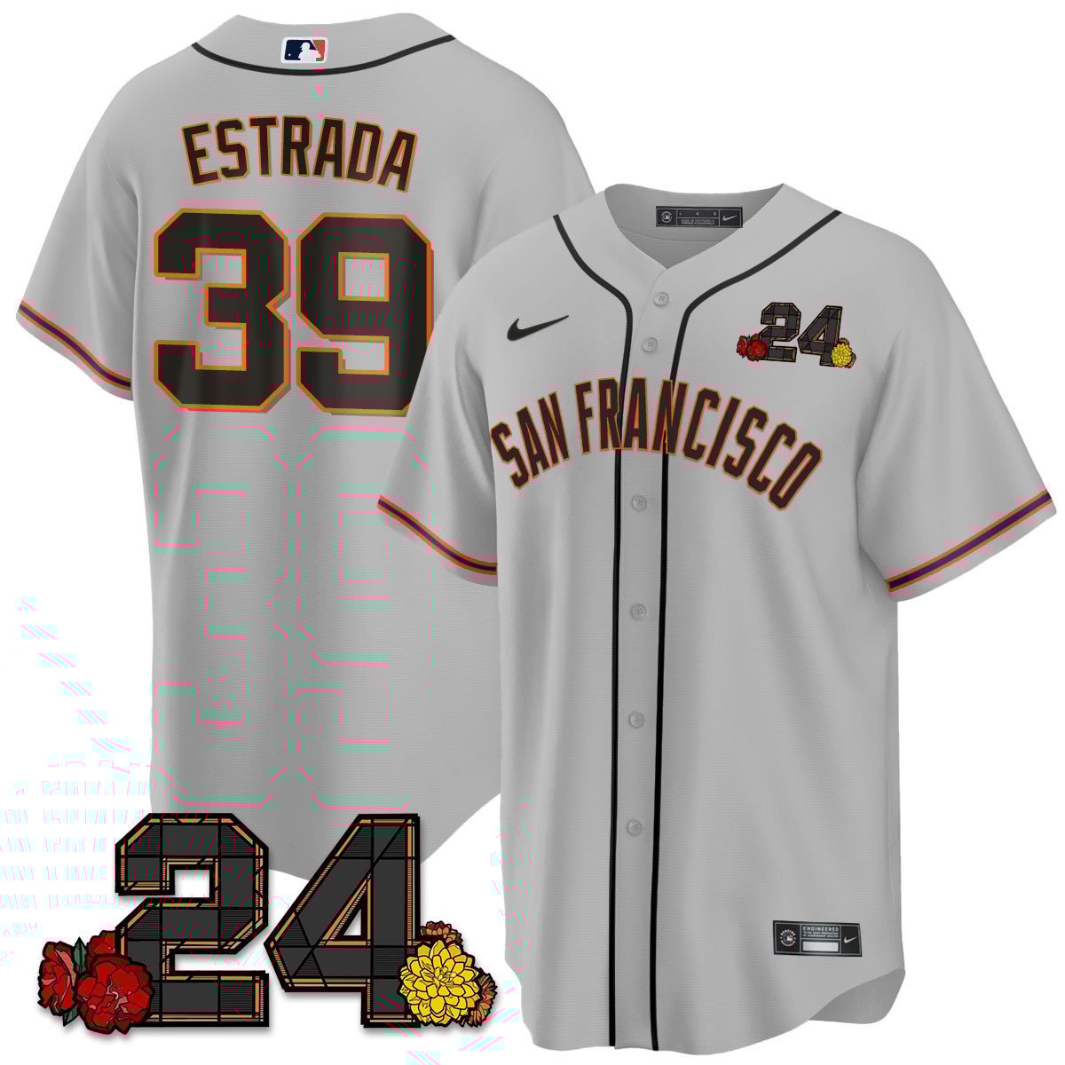 Men's Thairo Estrada San Francisco Giants 2024 Willie Mays Patch Vapor Premier Limited Gray Jersey V2 - All Stitched