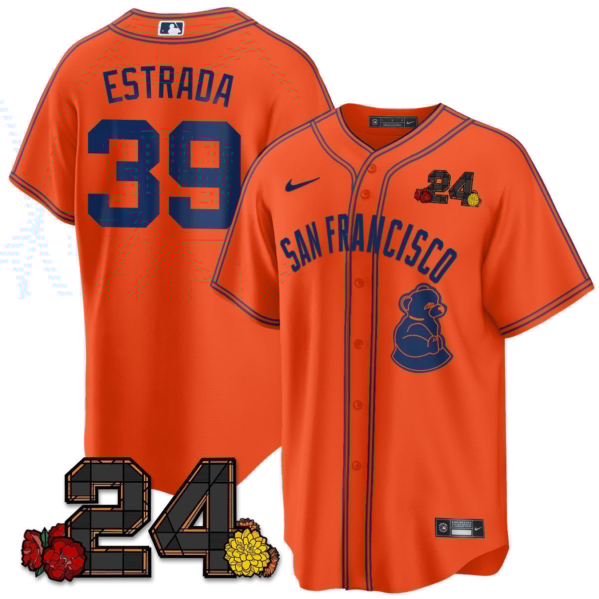 Men's Thairo Estrada San Francisco Giants 2024 Willie Mays Patch Vapor Premier Limited Orange Limited Jersey V2 - All Stitched