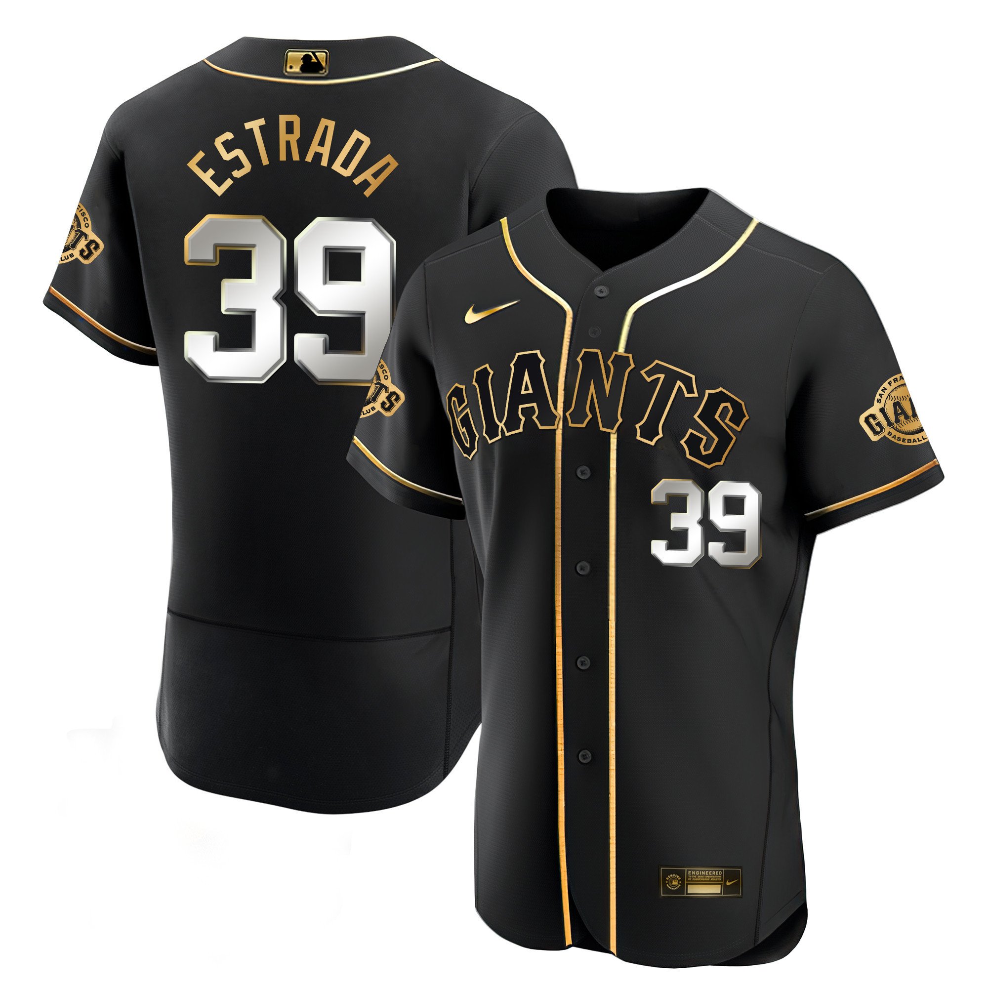 Men's Thairo Estrada San Francisco Giants Black Limited & Gold Flex Black Limited Jersey - All Stitched