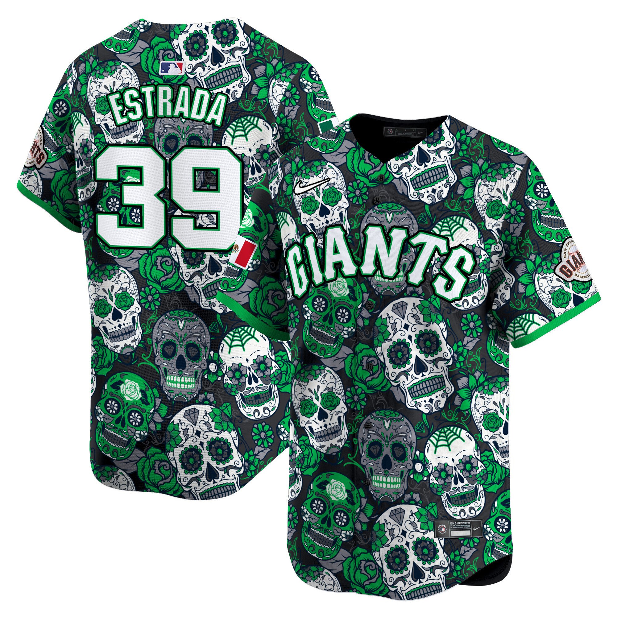 Men's Thairo Estrada San Francisco Giants Sugar Skull Mexico Vapor Premier Limited Green Jersey - Printed