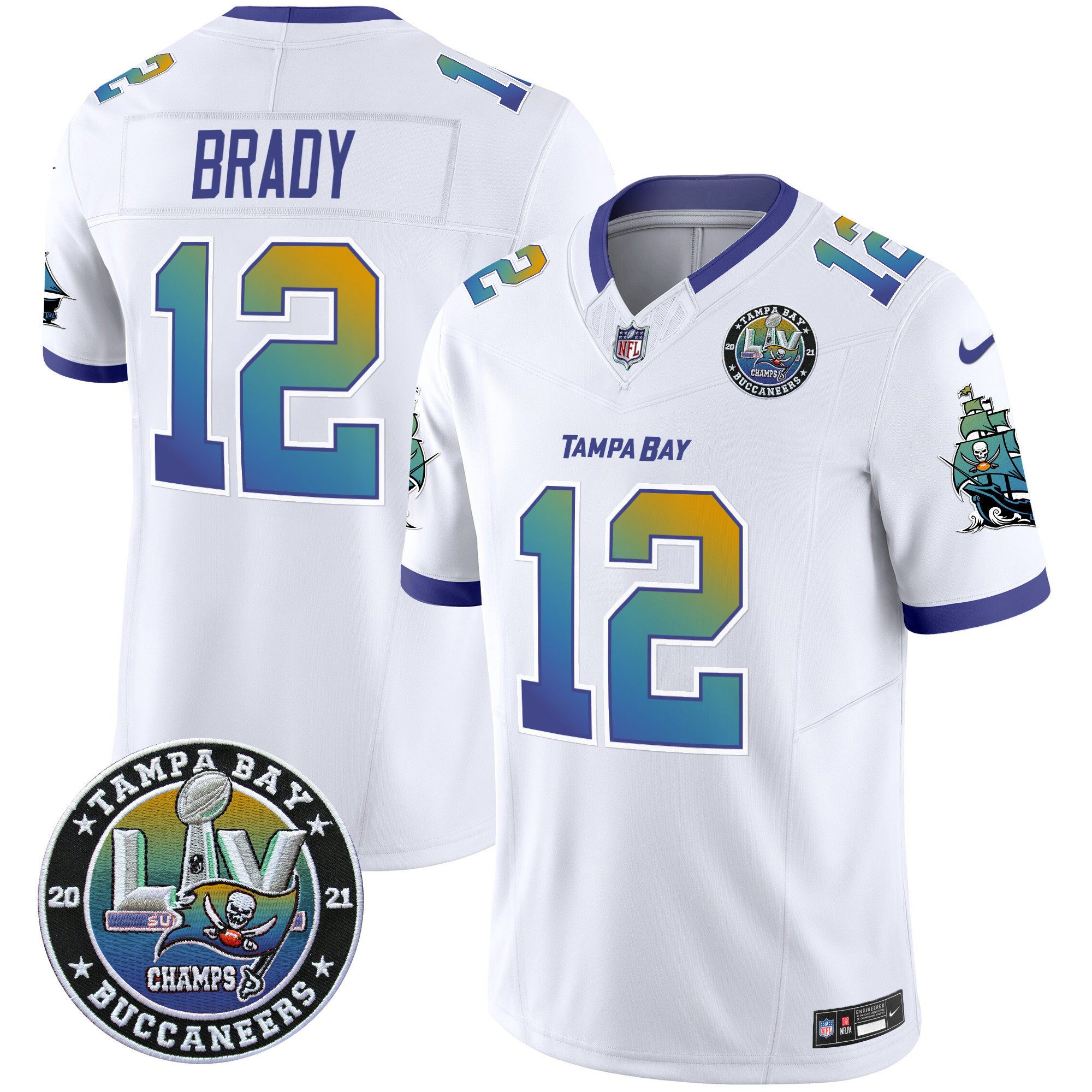 Men's Tom Brady Tampa Bay Buccaneers "Tampa City" Super Bowl LIV Patch Vapor Limited White Jersey - All Stitched