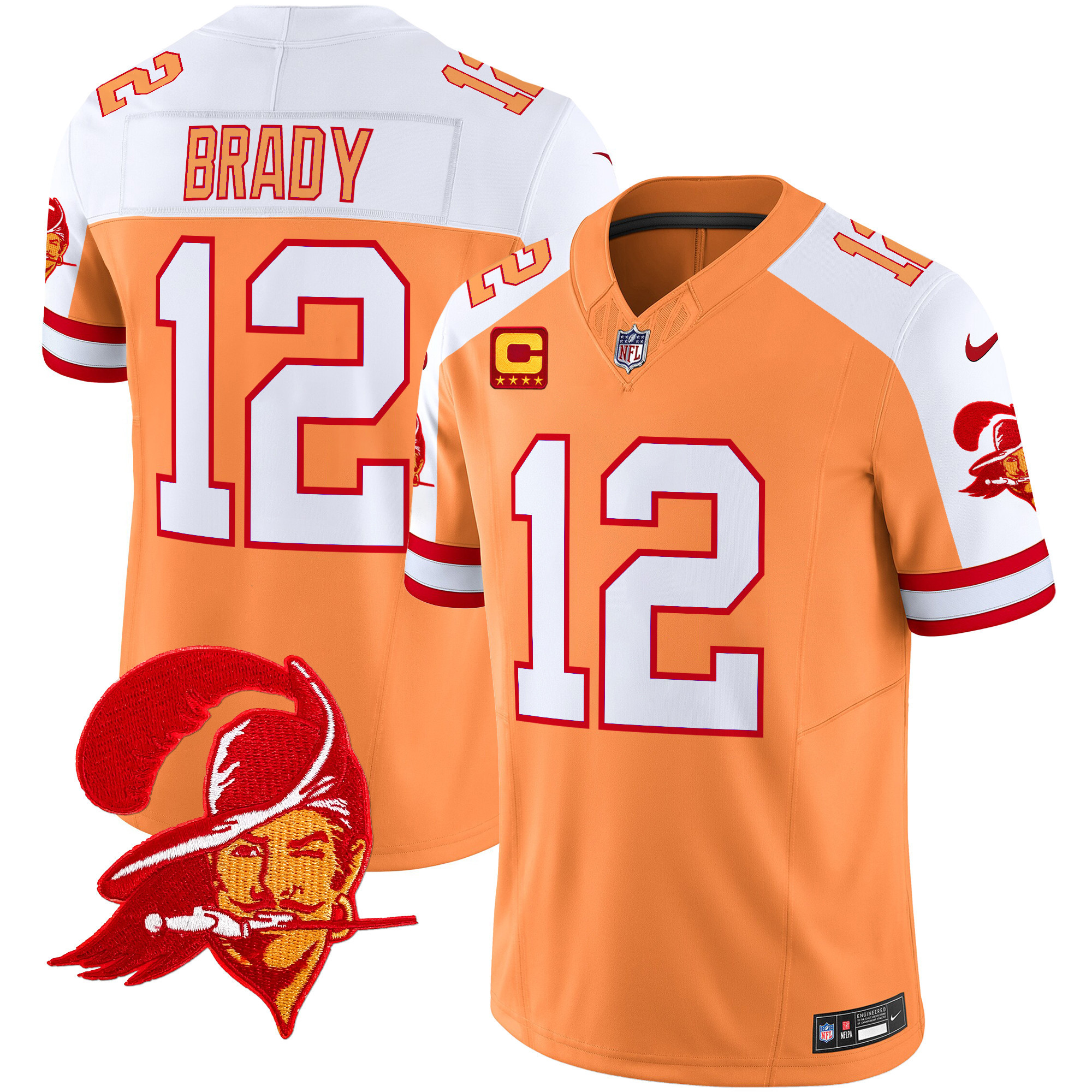 Men's Tom Brady Tampa Bay Buccaneers Throwback Vapor Limited Creamsicle Alternate Jersey V2 - All Stitched