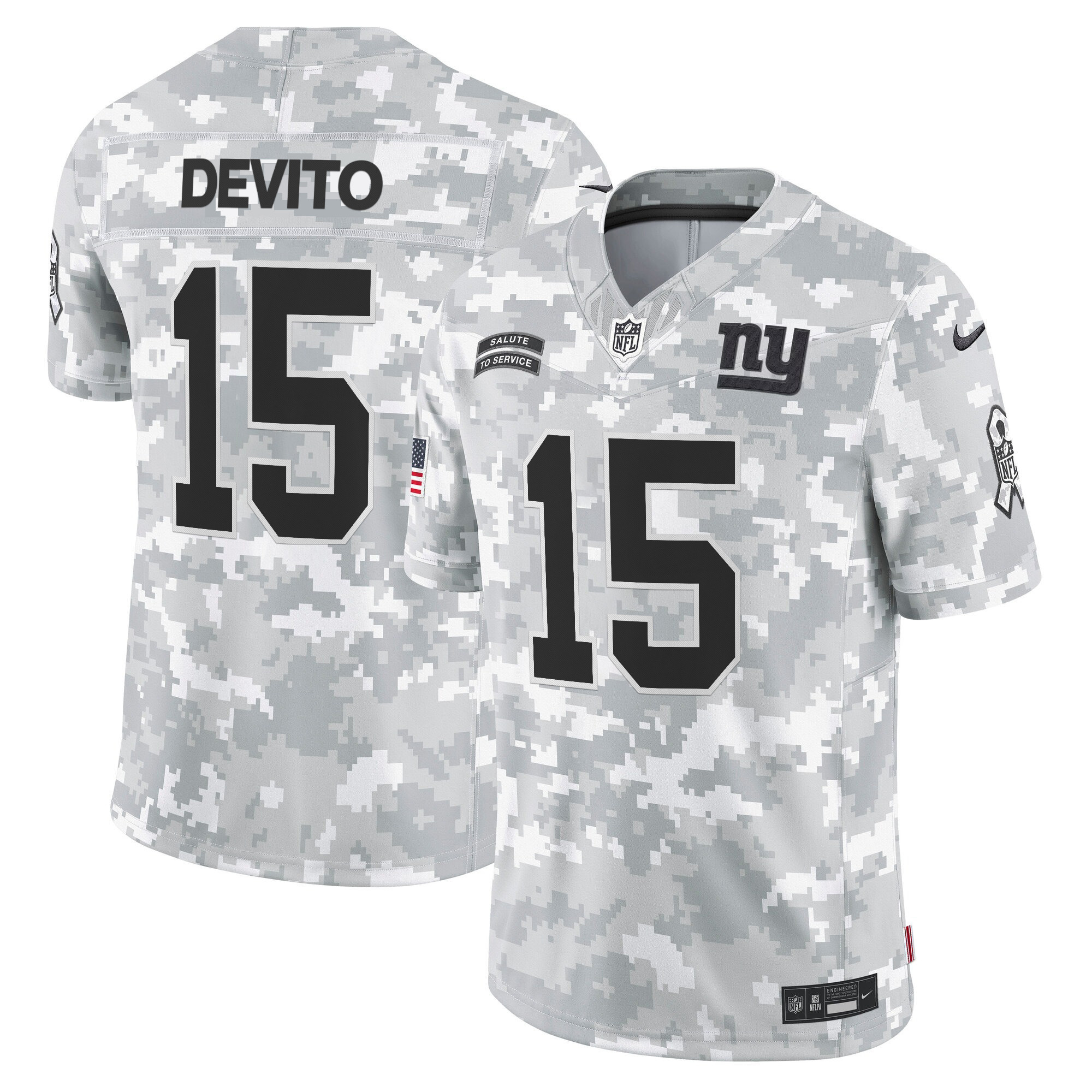 Men's Tommy DeVito New York Giants 2024 Salute to Service Vapor Limited Jersey - Arctic Camo - All stitched