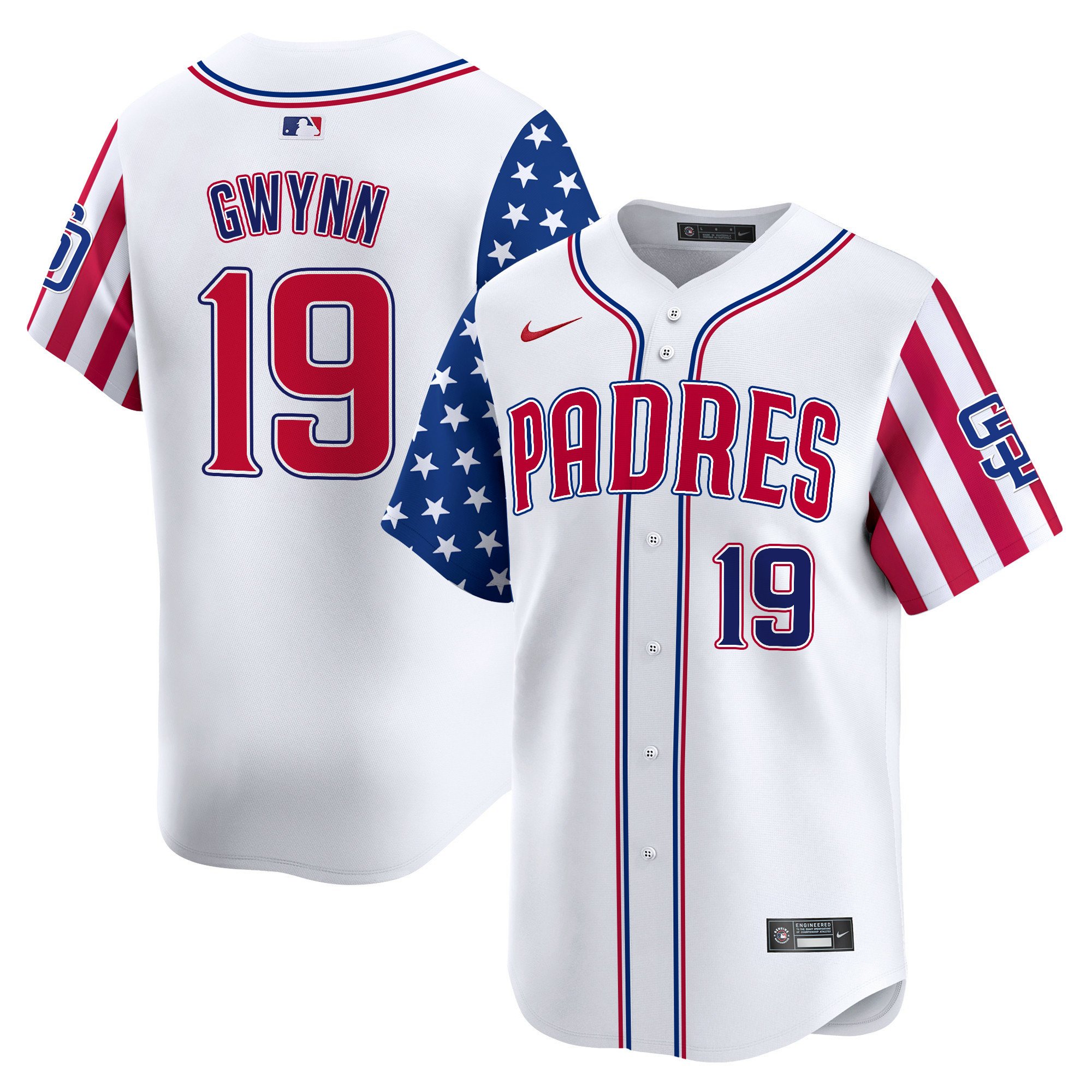 Men's Tony Gwynn San Diego Padres 2024 Independence Day Vapor Premier Limited White Jersey - All Stitched