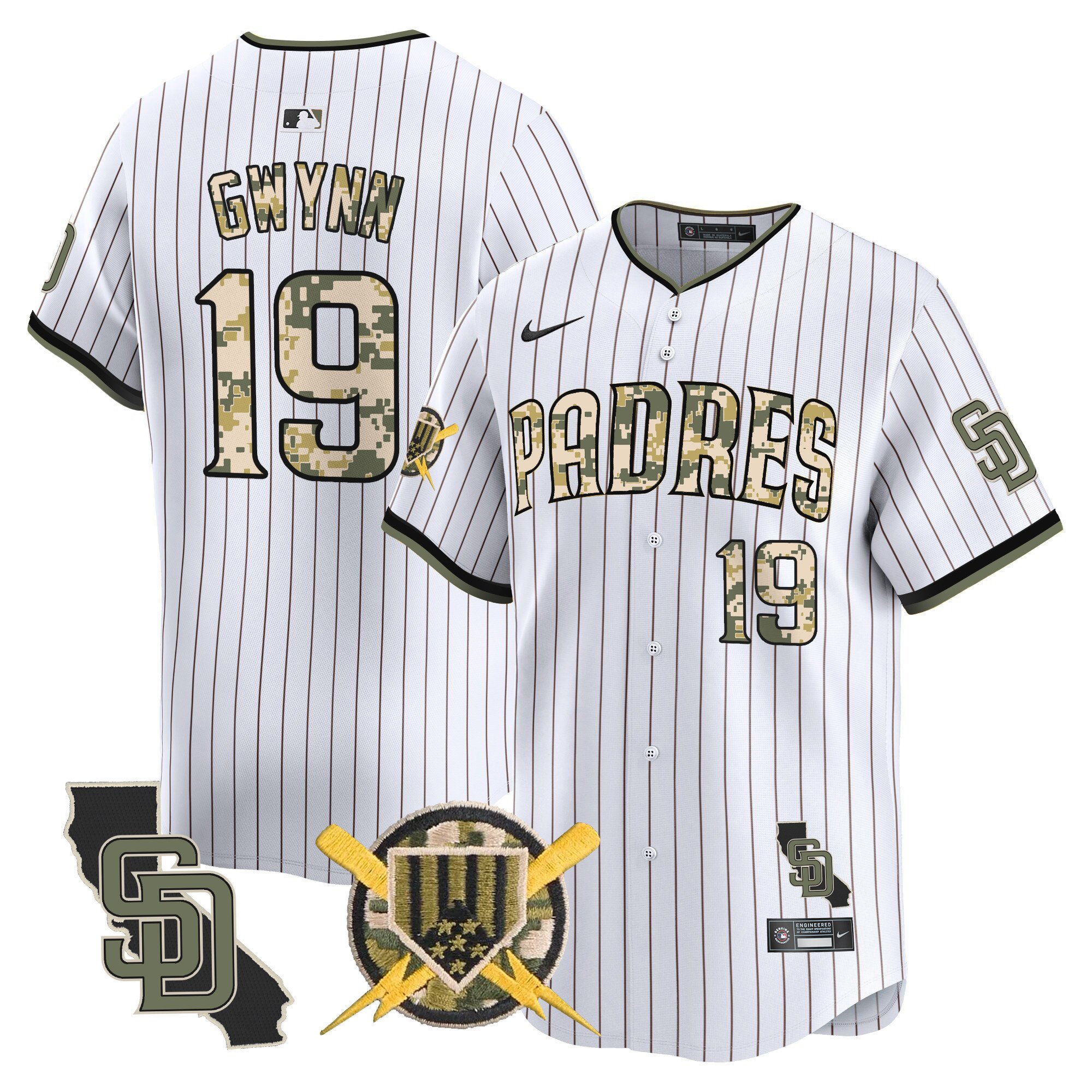 Men's Tony Gwynn San Diego Padres Armed Forces Day Vapor Premier Limited Pinstripe Jersey - All Stitched
