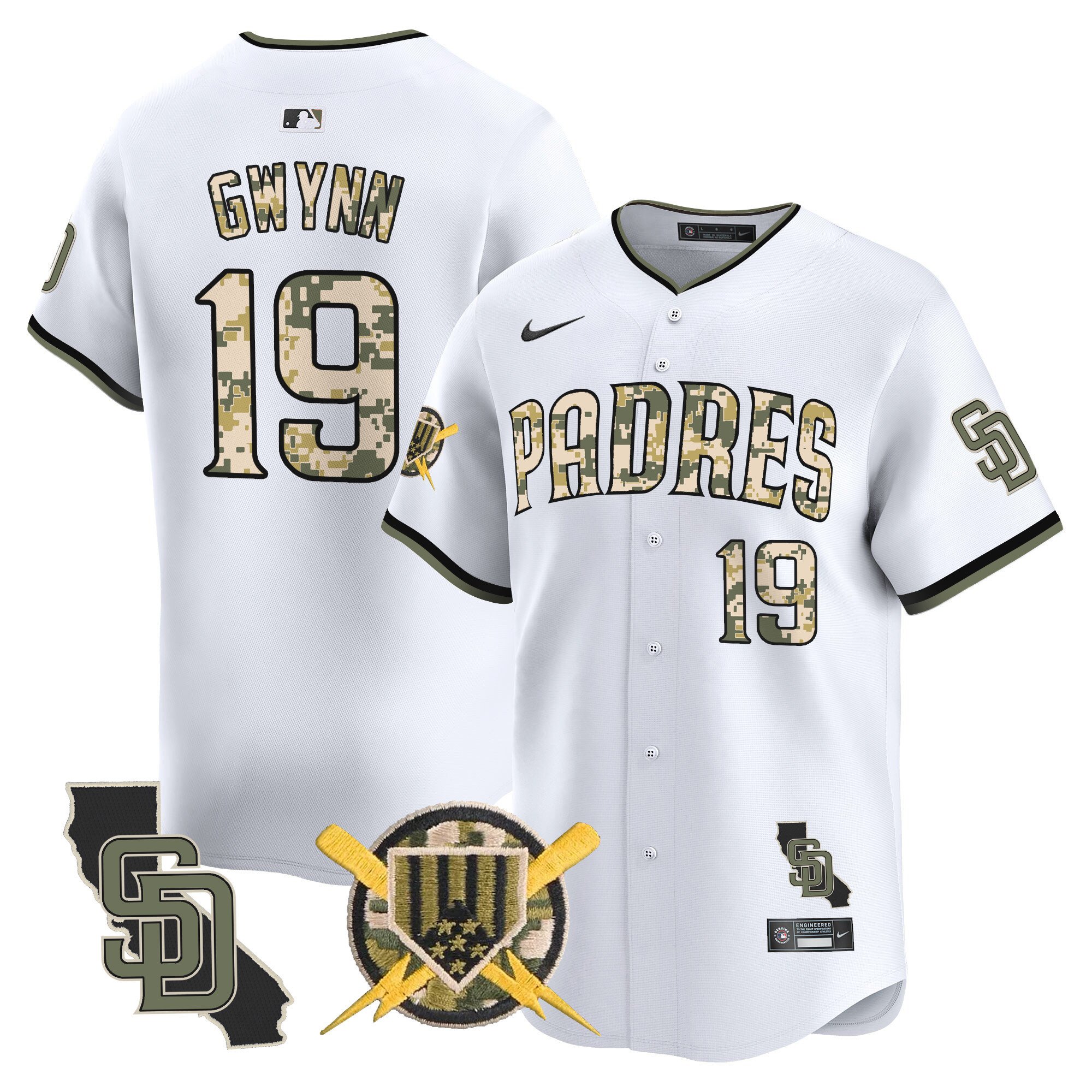 Men's Tony Gwynn San Diego Padres Armed Forces Day Vapor Premier Limited White Jersey - All Stitched